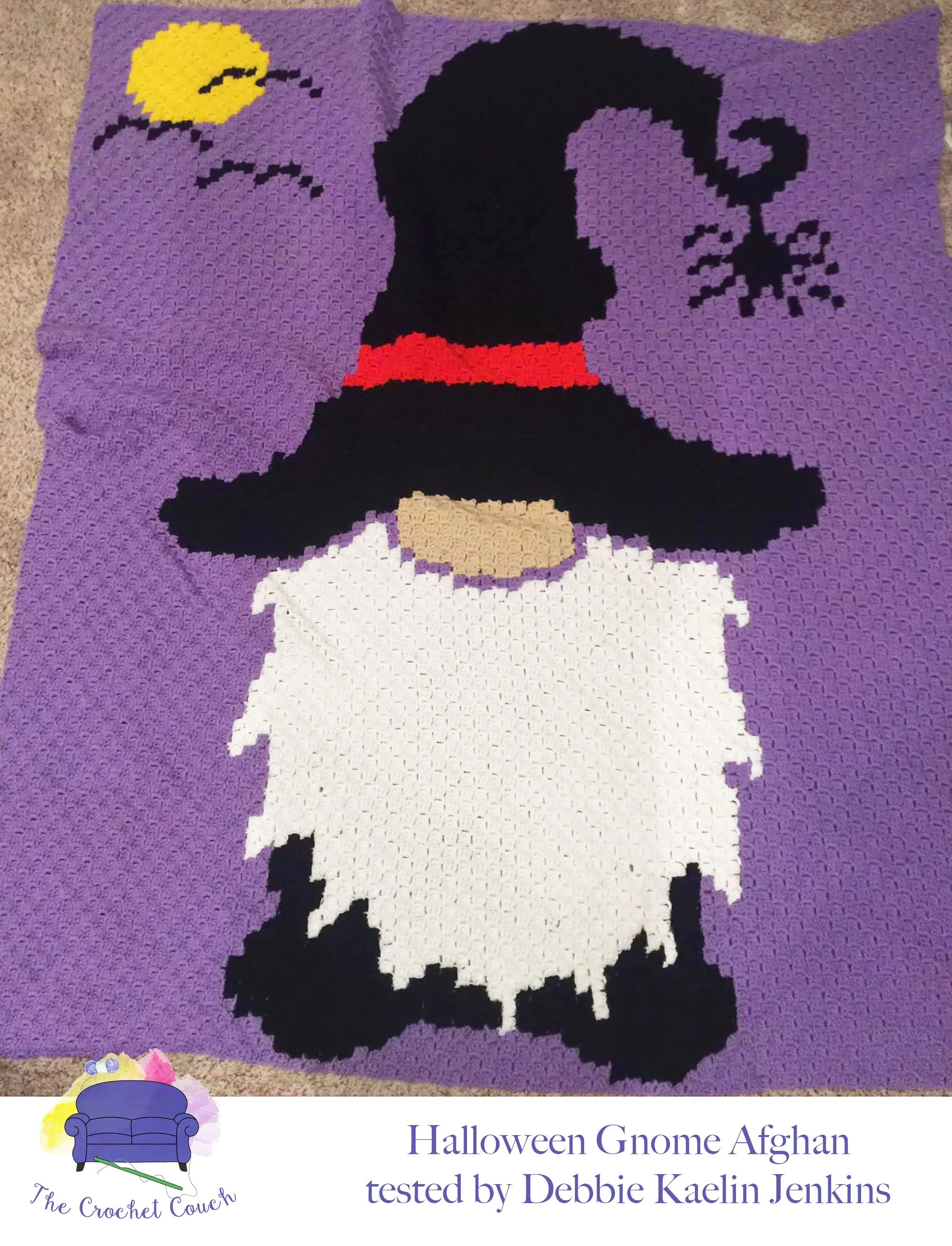 Halloween Gnome Afghan, C2C Crochet Pattern