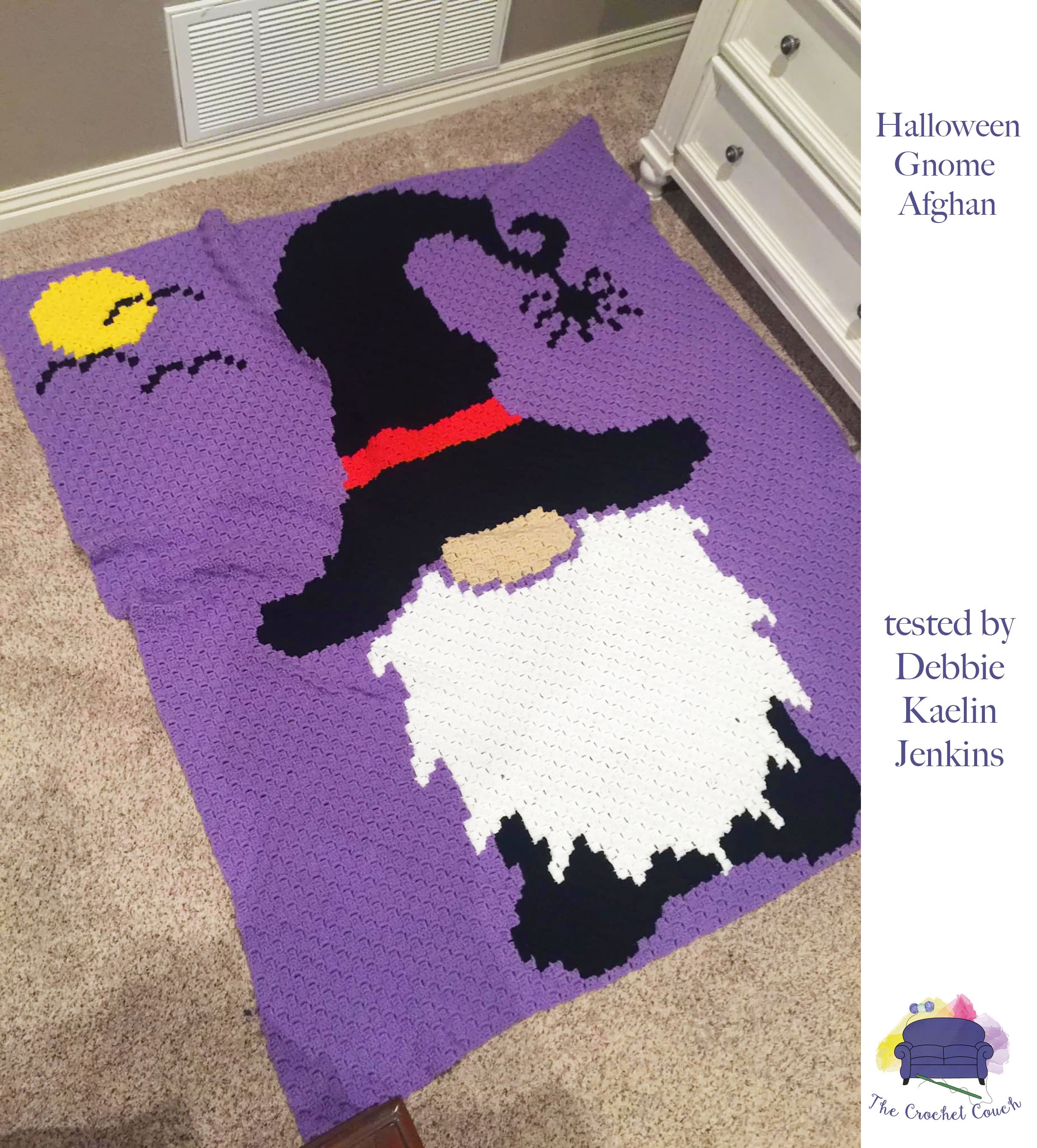 Halloween Gnome Afghan, C2C Crochet Pattern
