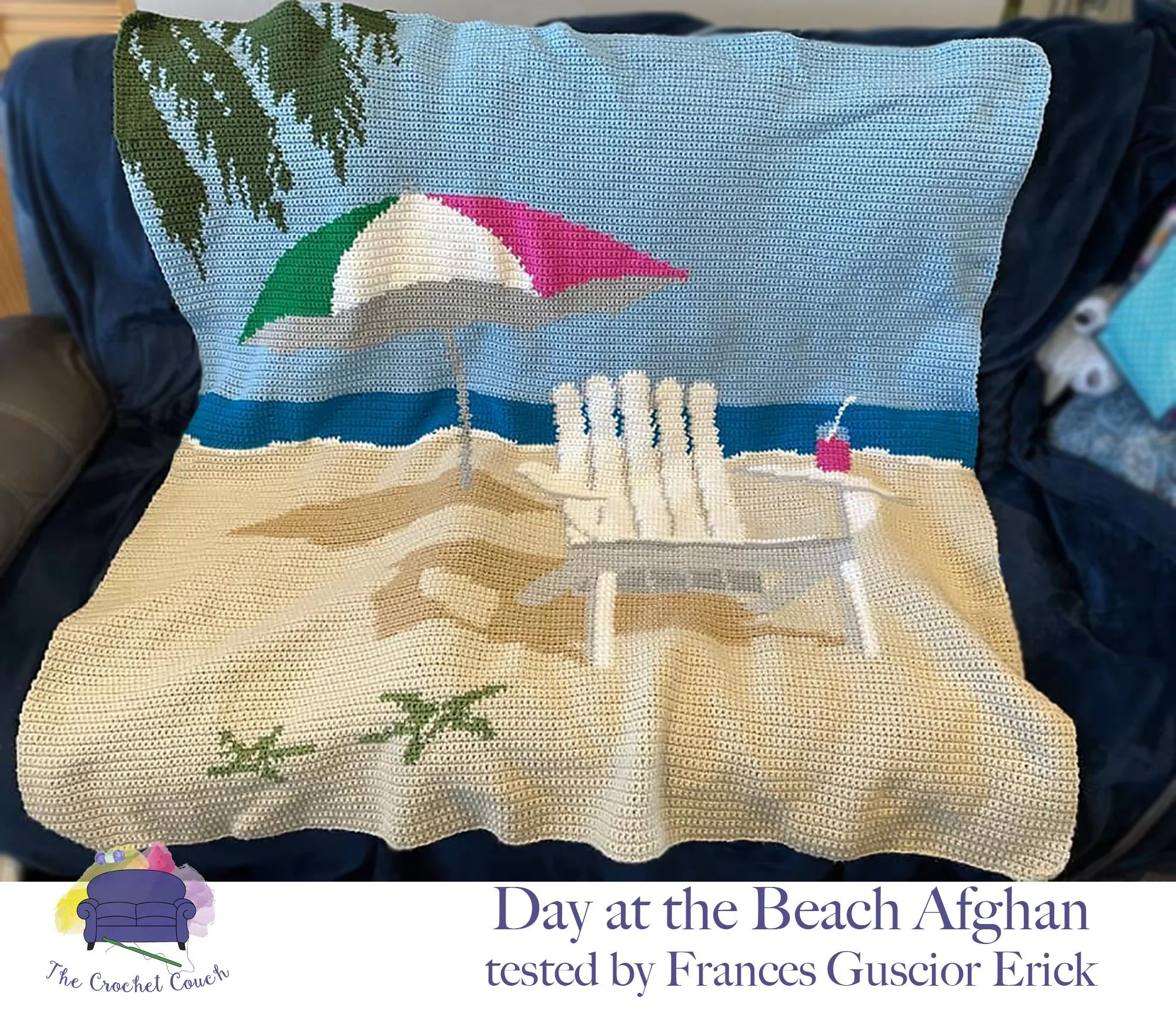 Day at the Beach Afghan, SC or TSS Crochet Pattern
