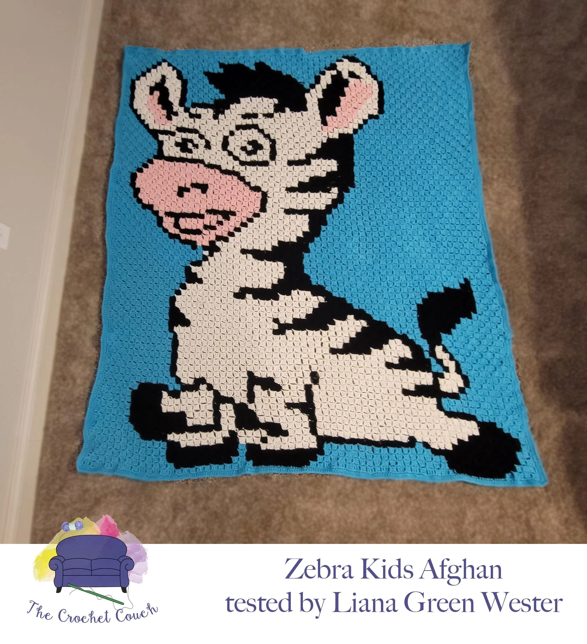 Zebra Kids Afghan, C2C Crochet Pattern