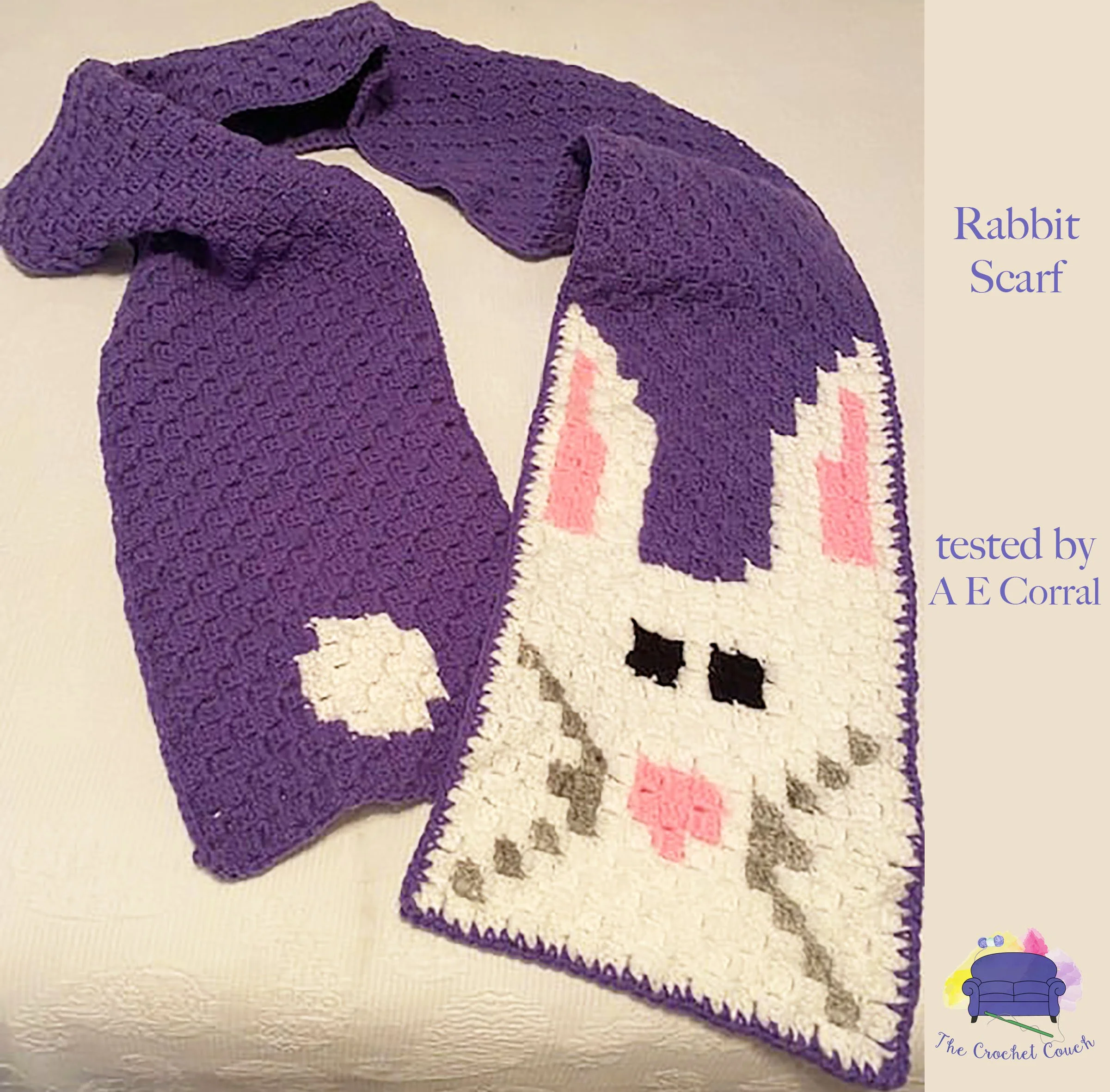 Rabbit Scarf, C2C Crochet Pattern - New