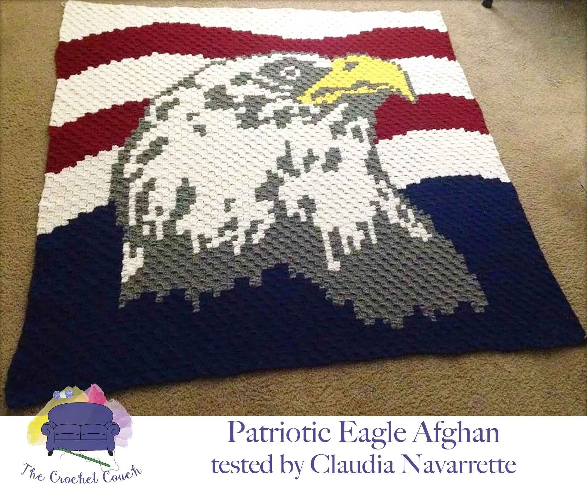 Patriotic Eagle Afghan, C2C Crochet Pattern