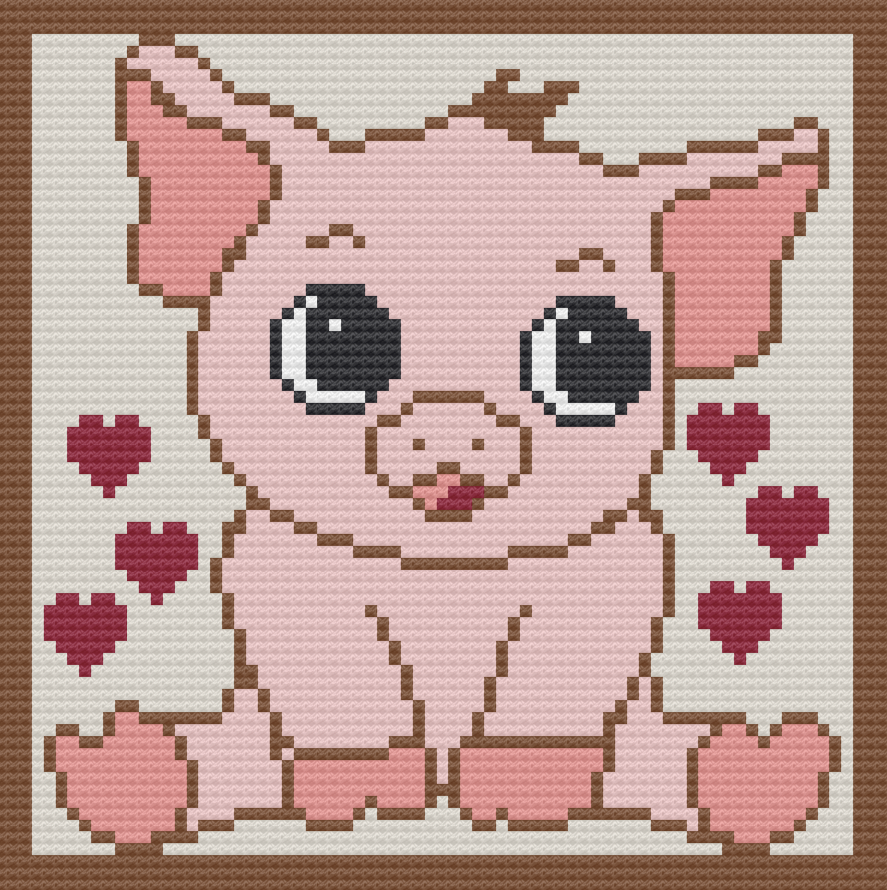 Piggy Love Kids Afghan, C2C Crochet Pattern