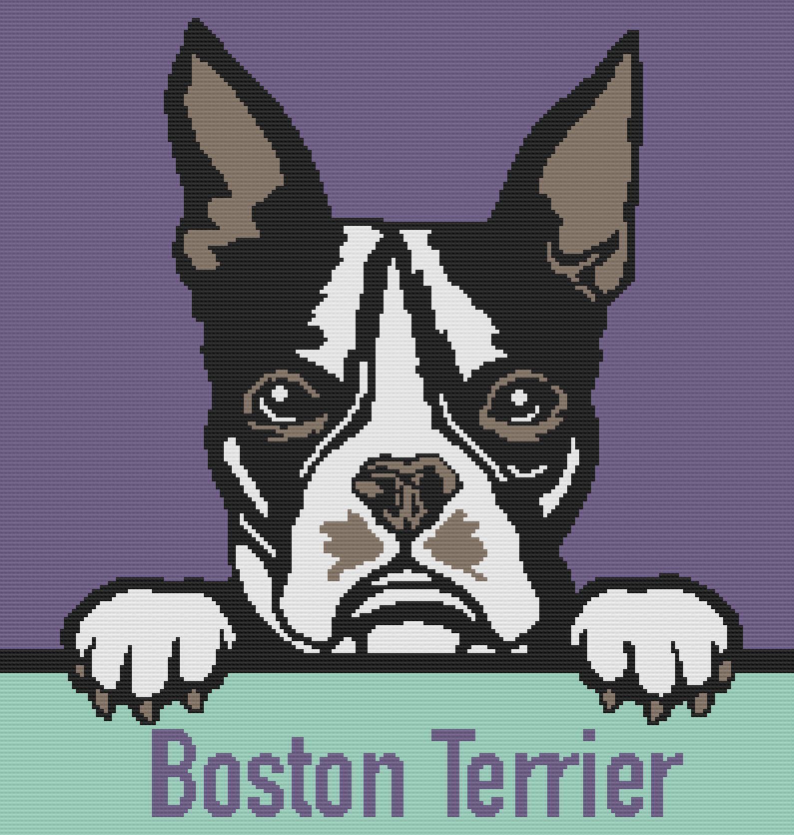 Boston Terrier Peeking Afghan, SC or TSS Crochet Pattern