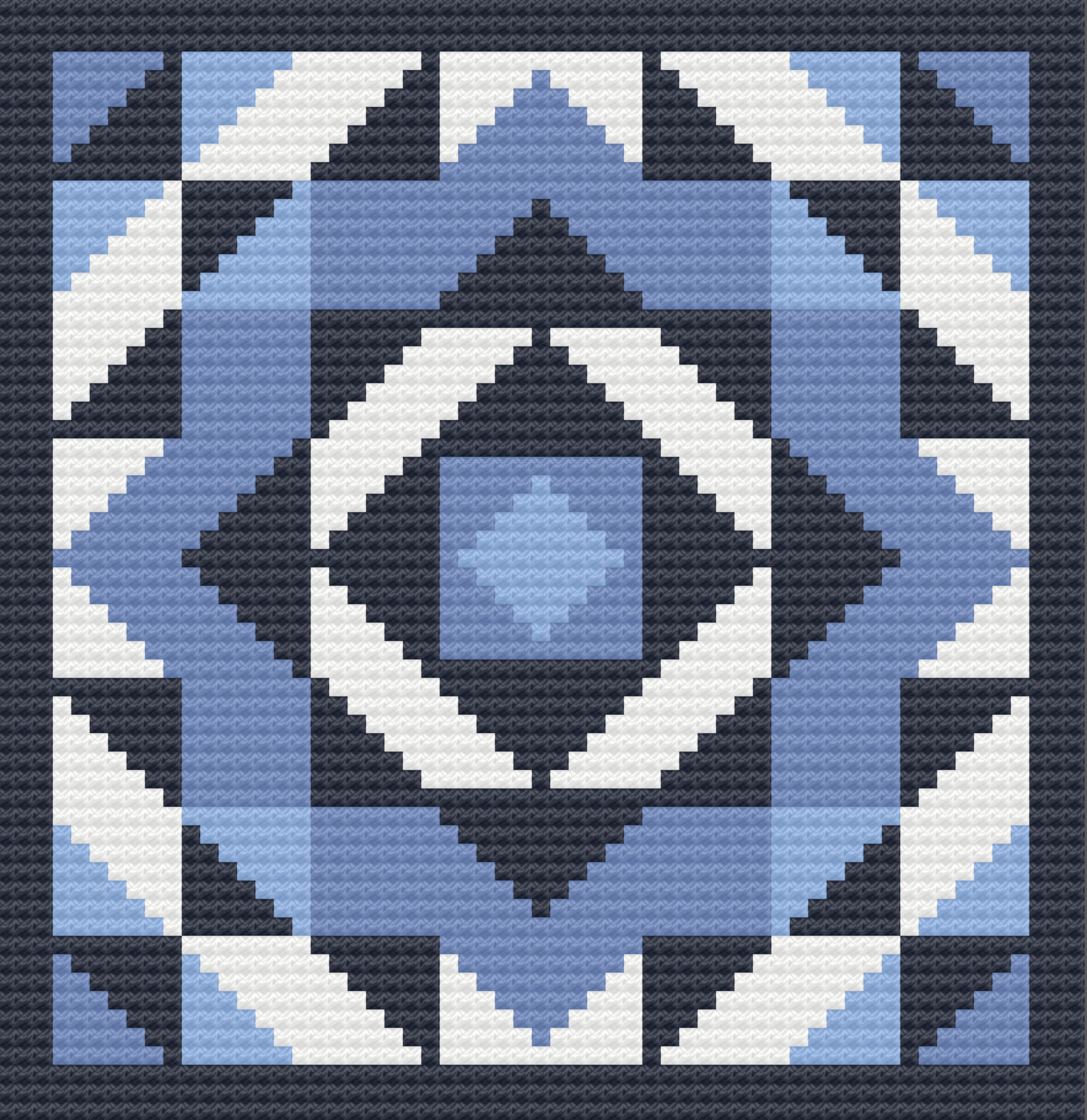 Blue Blocks Afghan, C2C Crochet Pattern
