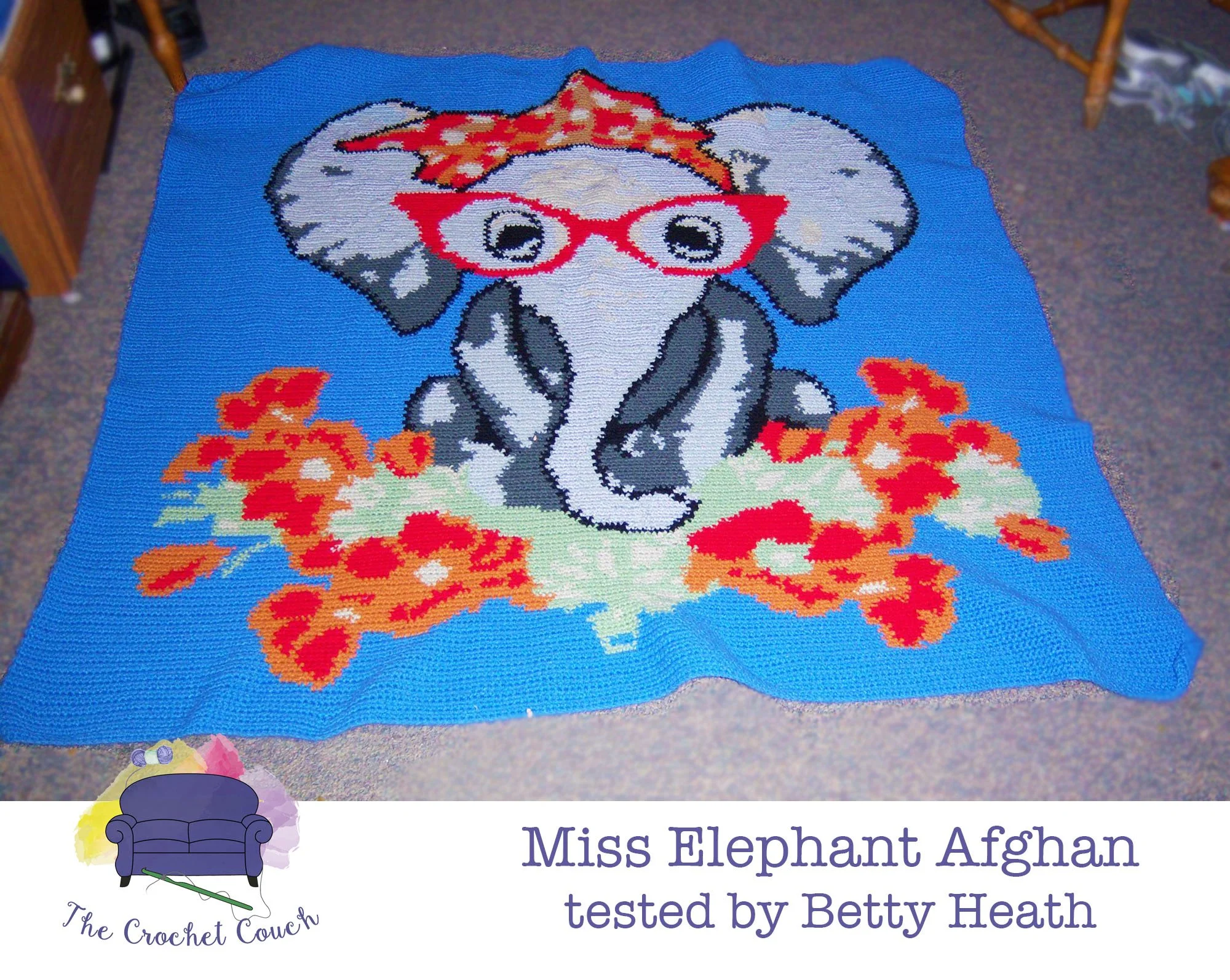 Miss Elephant Afghan, SC or TSS Crochet Pattern
