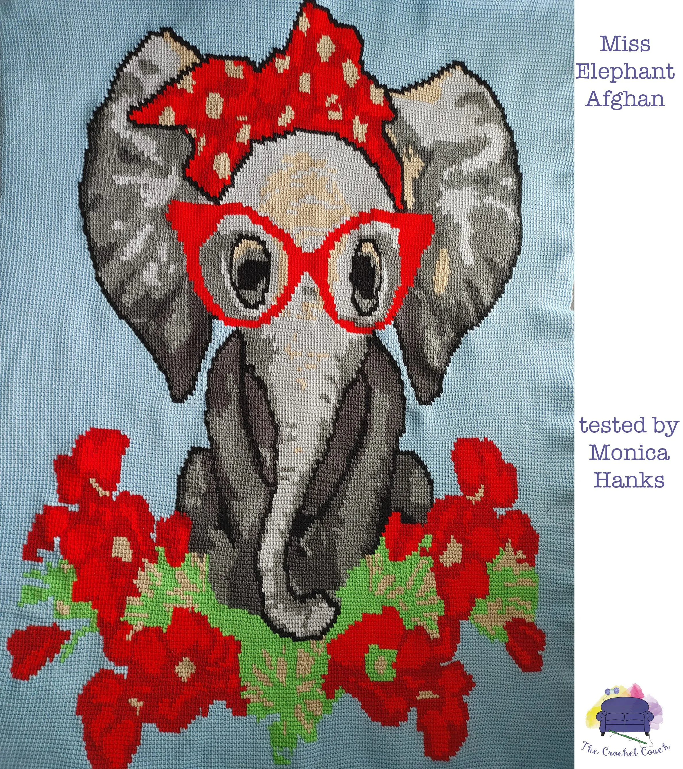 Miss Elephant Afghan, SC or TSS Crochet Pattern