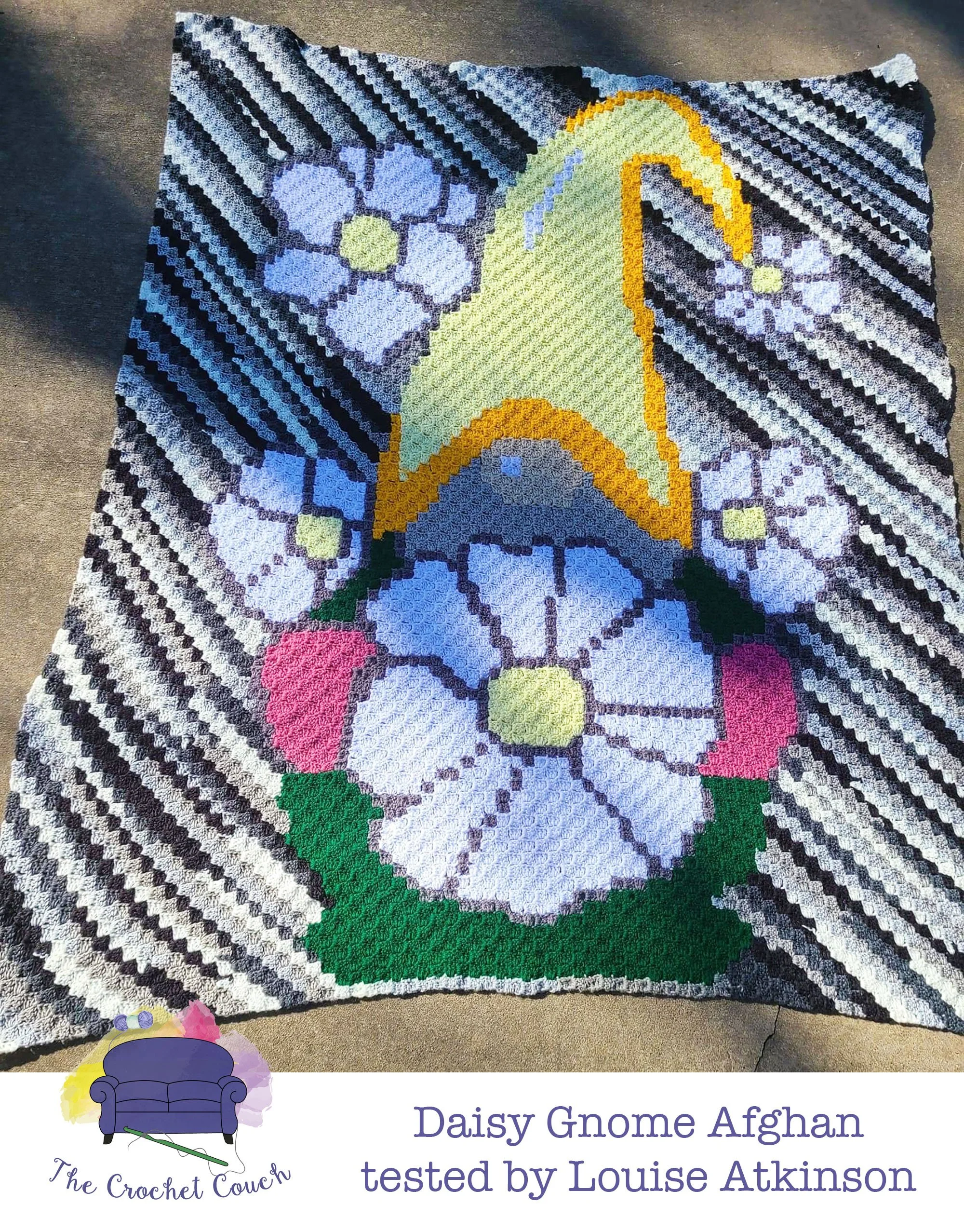 Daisy Gnome Afghan, C2C Crochet Pattern