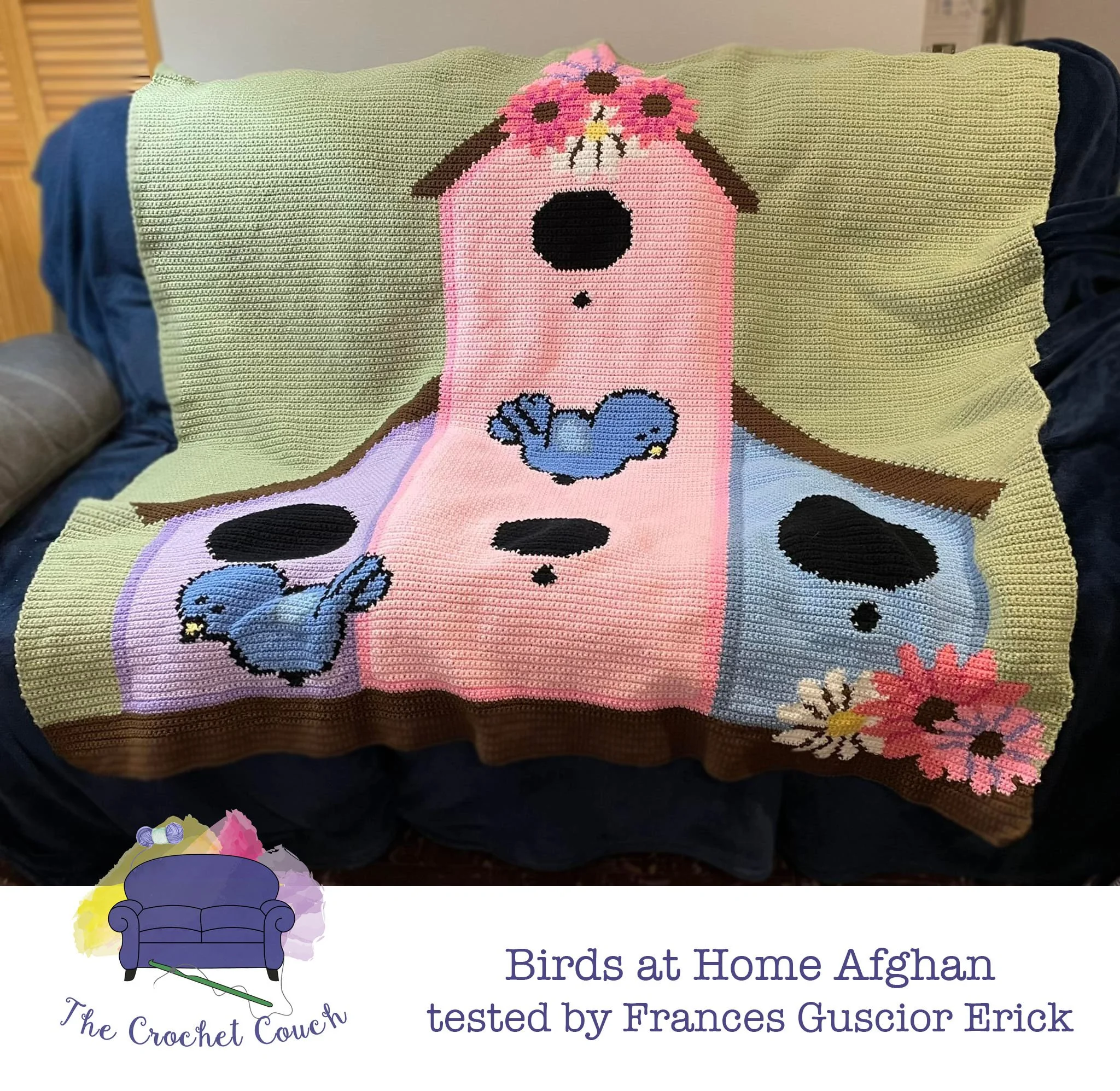 Birds at Home Afghan, SC and TSS Crochet Pattern