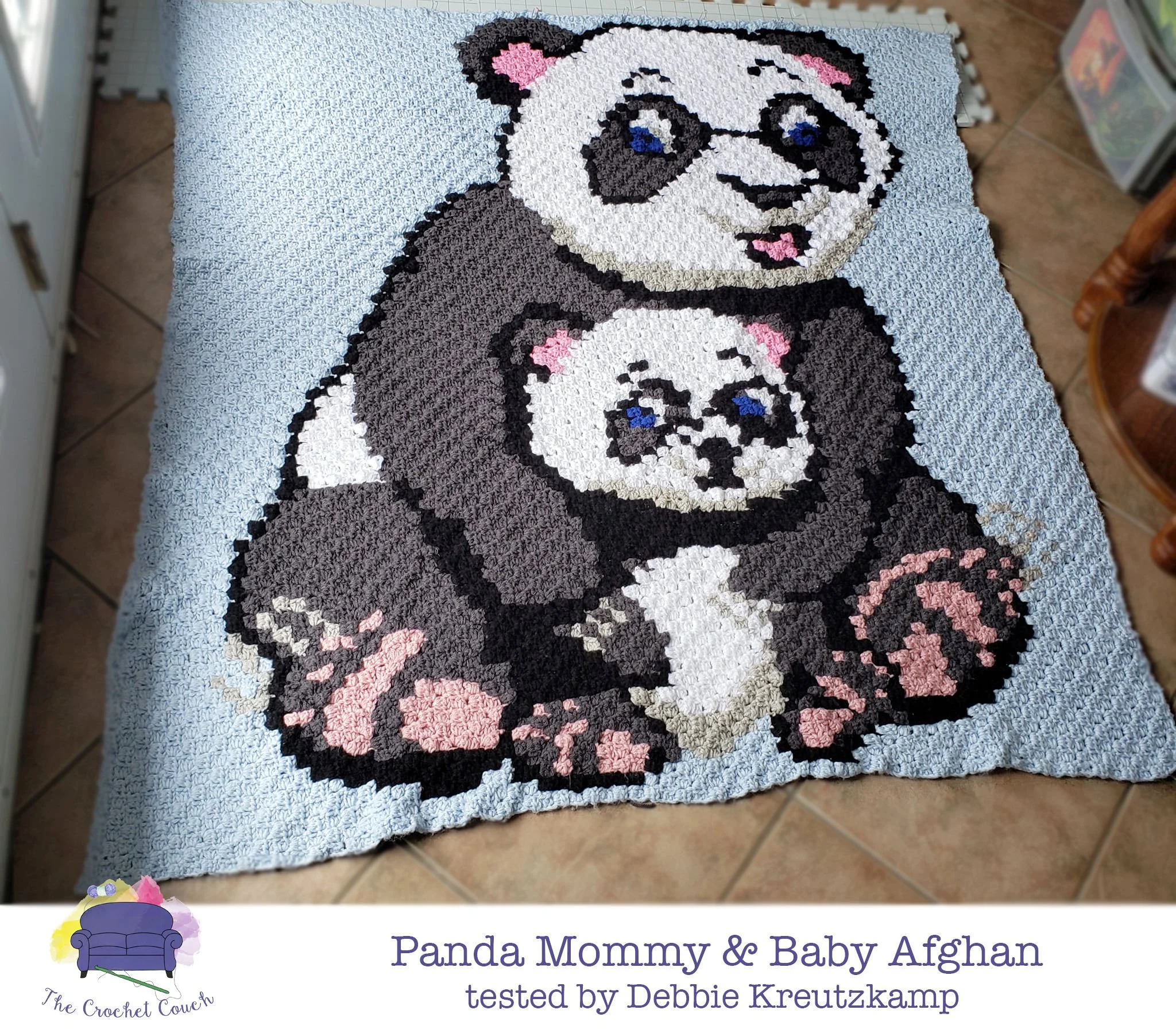 Panda Mommy and Baby Afghan, C2C Crochet Pattern