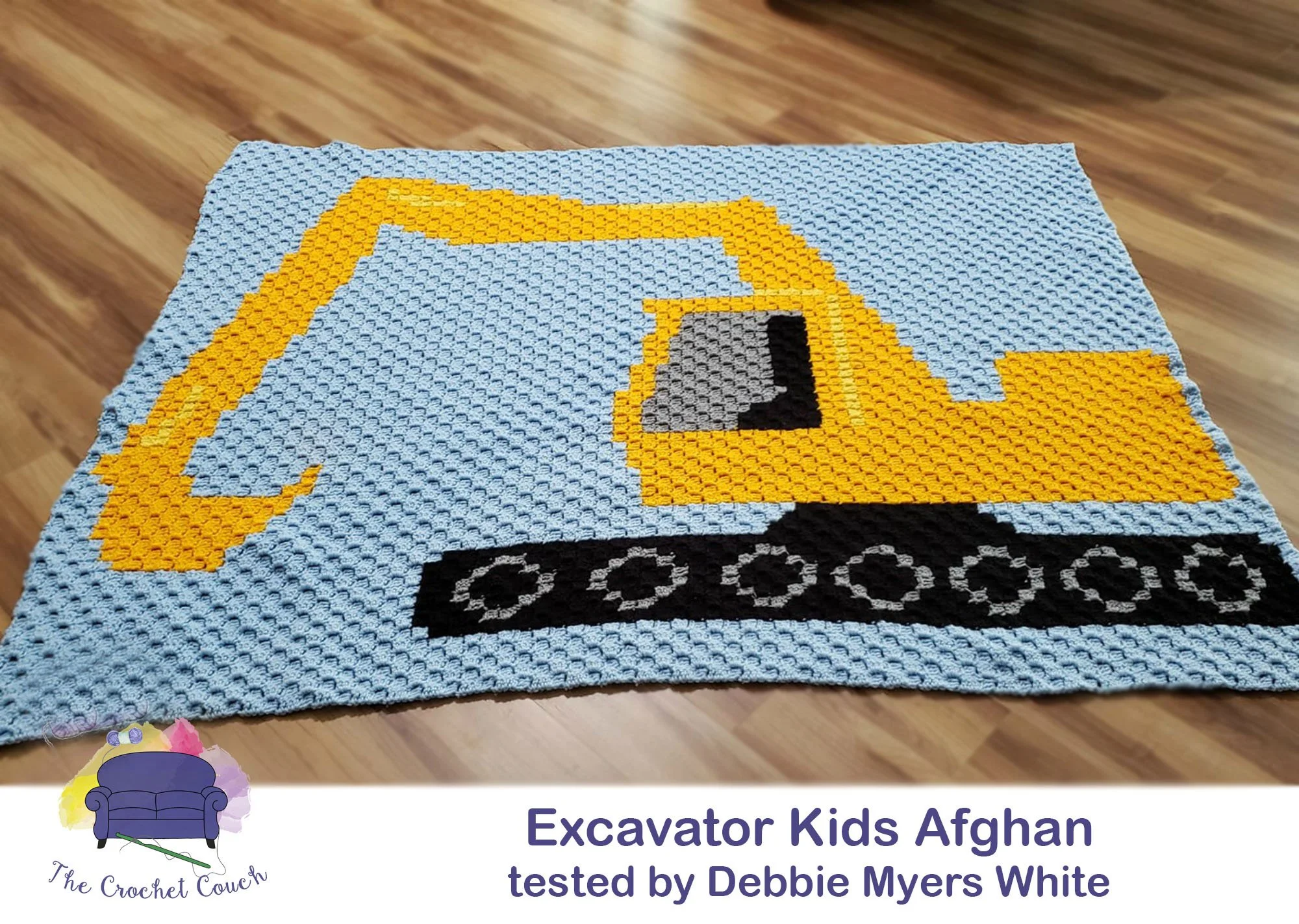 Excavator Kids Afghan, C2C Crochet Pattern