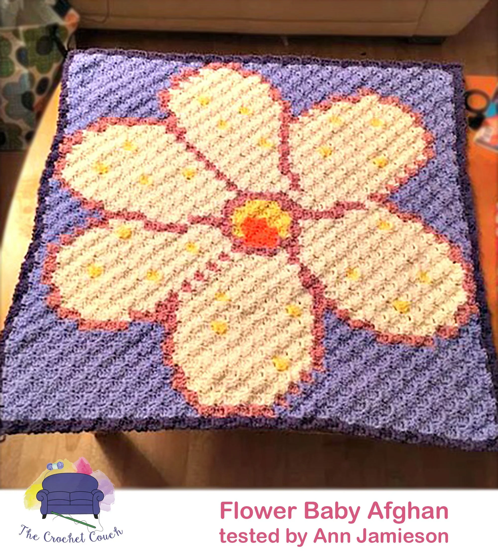 Flower Baby Afghan, C2C Crochet Pattern