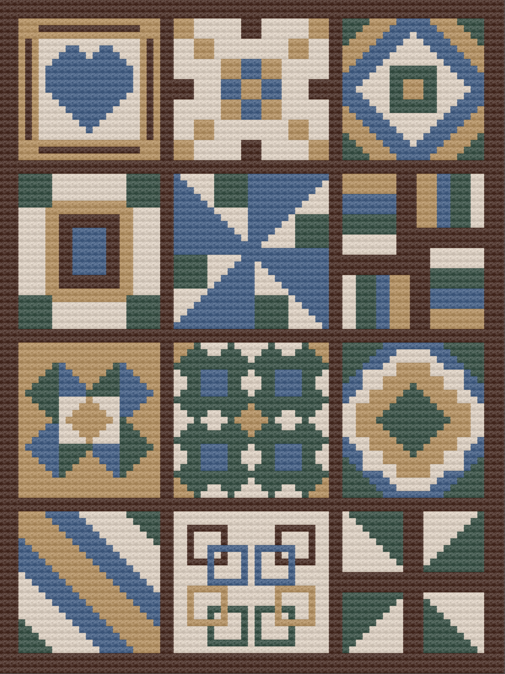 Quilt of Ages Afghan, C2C Crochet Pattern