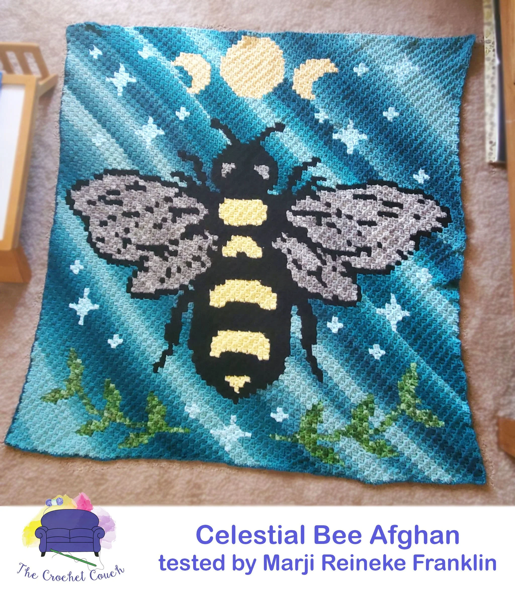 Celestial Bee Afghan, C2C Crochet Pattern