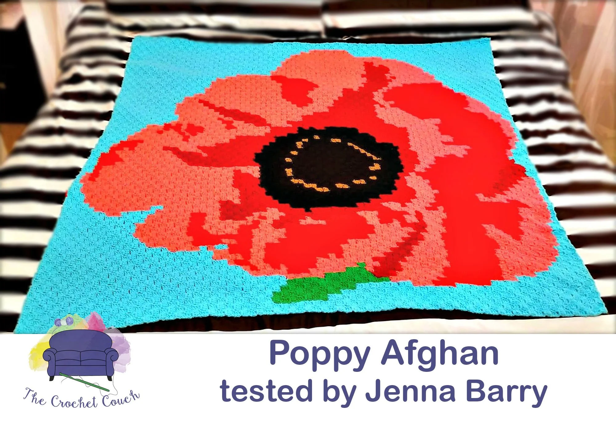 Poppy Afghan, C2C Crochet Pattern