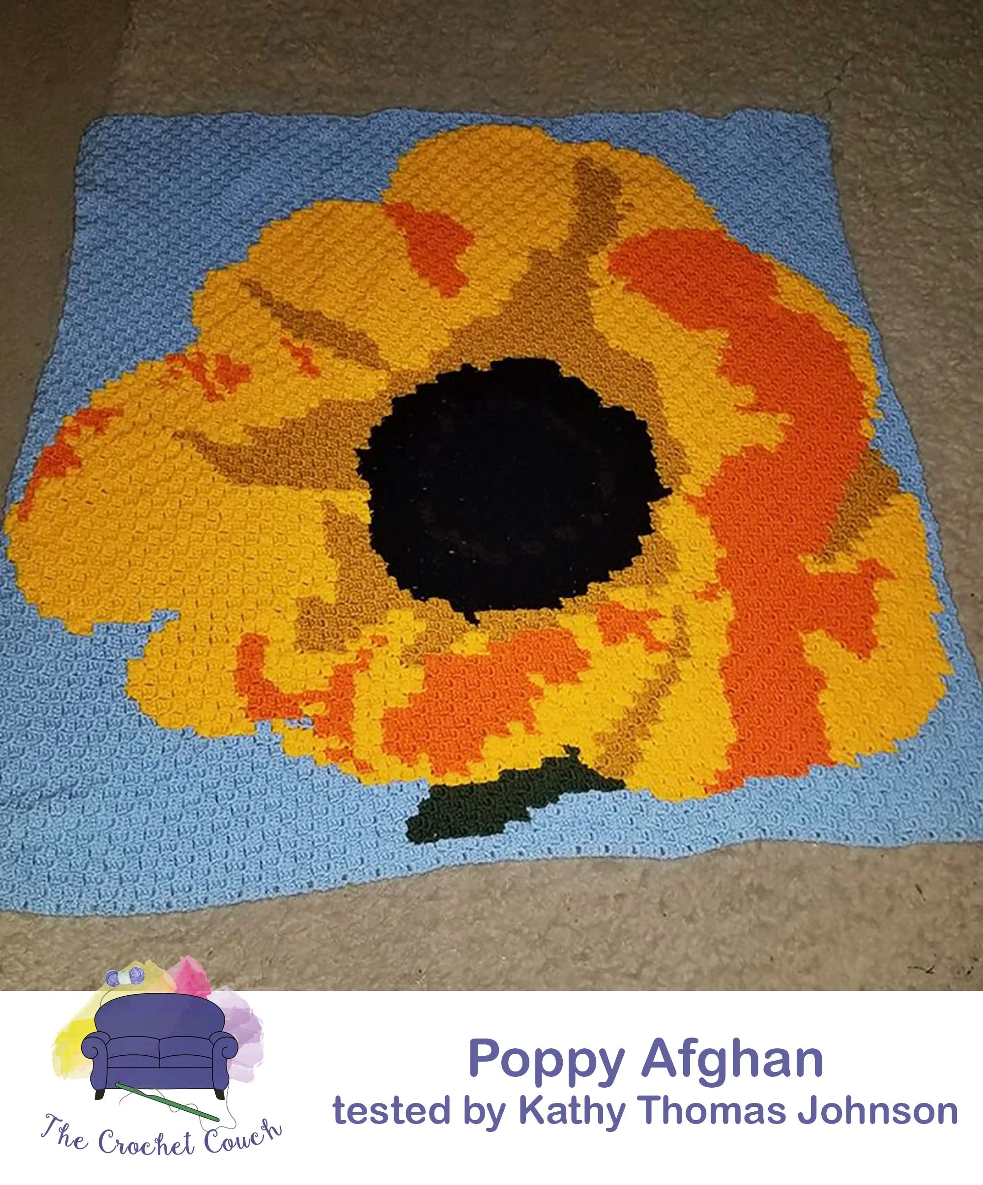 Poppy Afghan, C2C Crochet Pattern