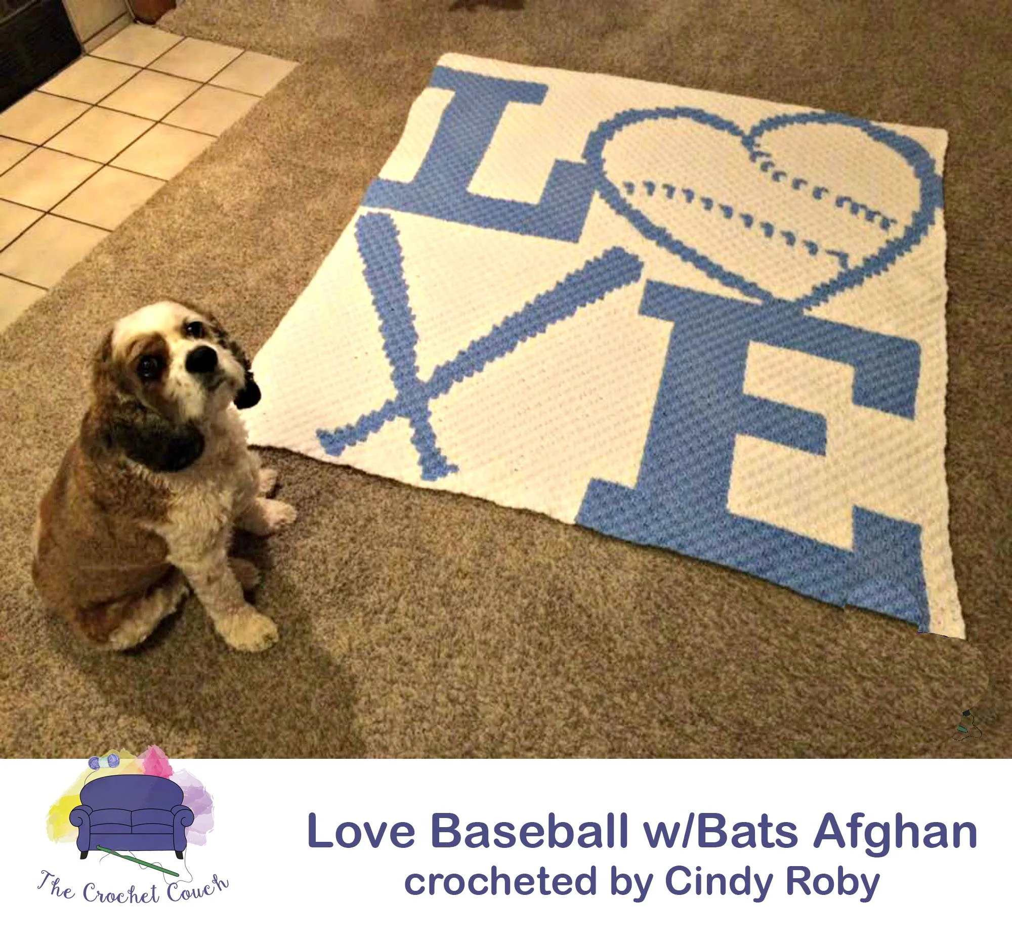 Love Baseball with Bats Afghan, C2C Crochet Pattern