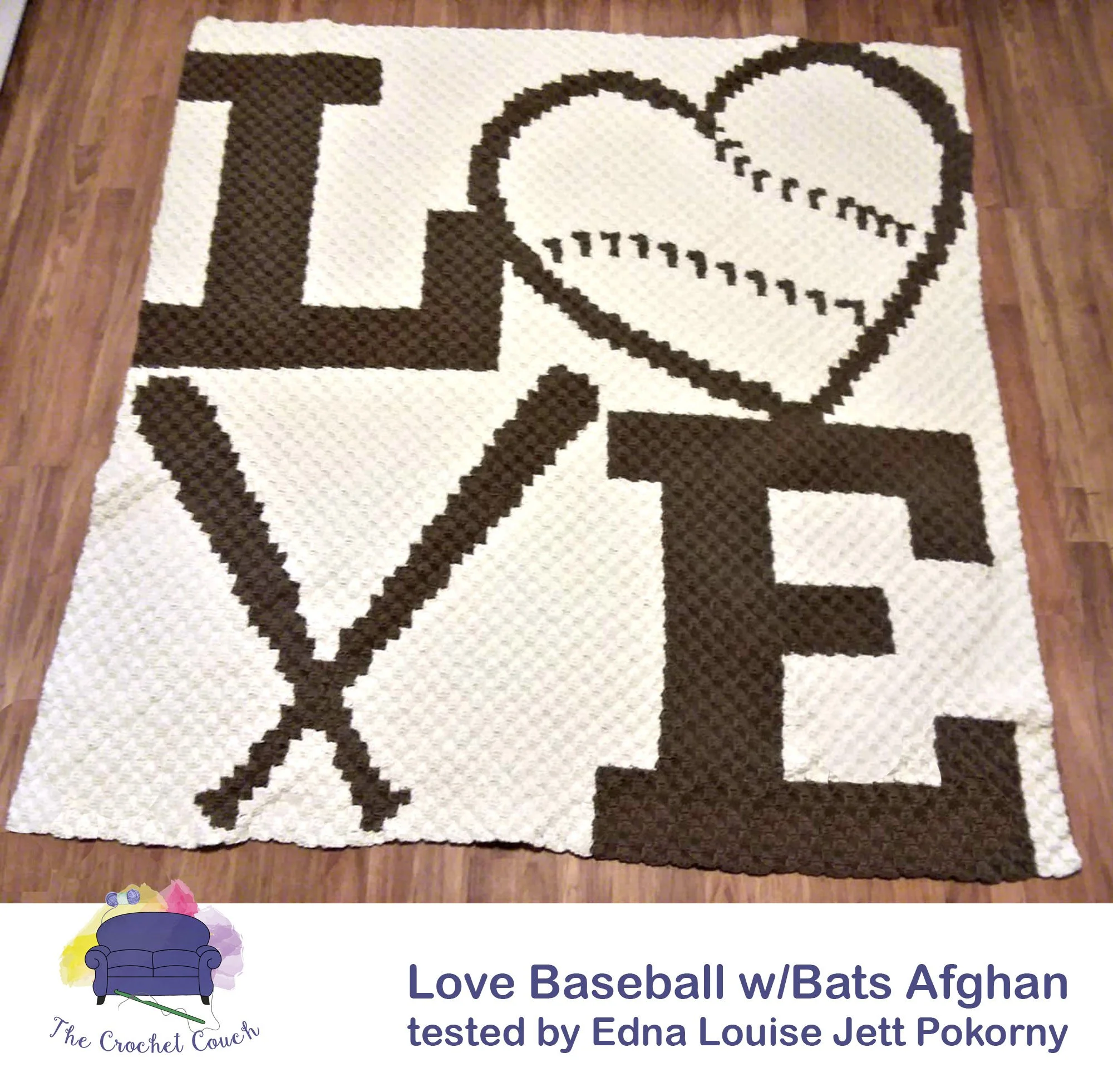 Love Baseball with Bats Afghan, C2C Crochet Pattern