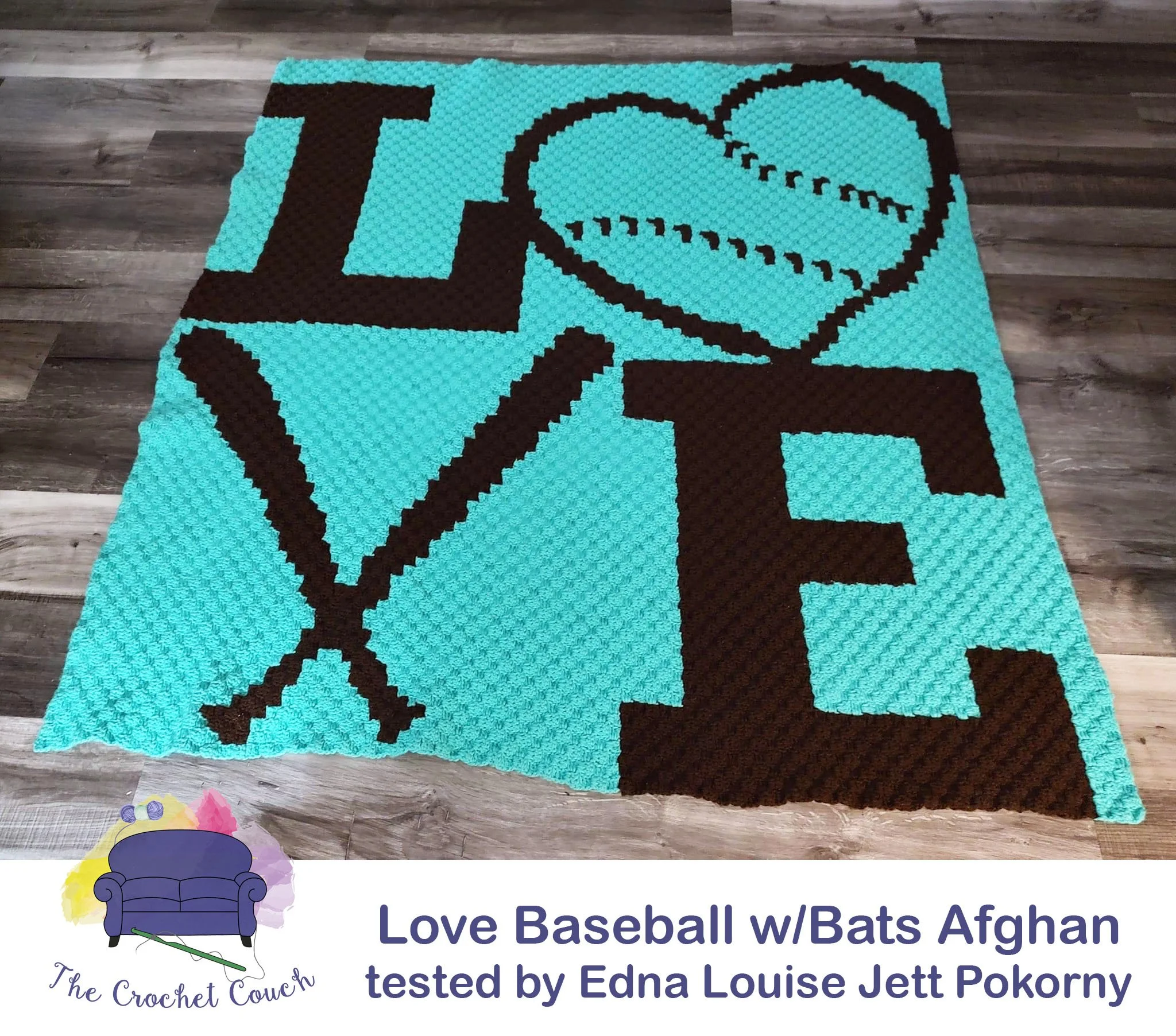 Love Baseball with Bats Afghan, C2C Crochet Pattern