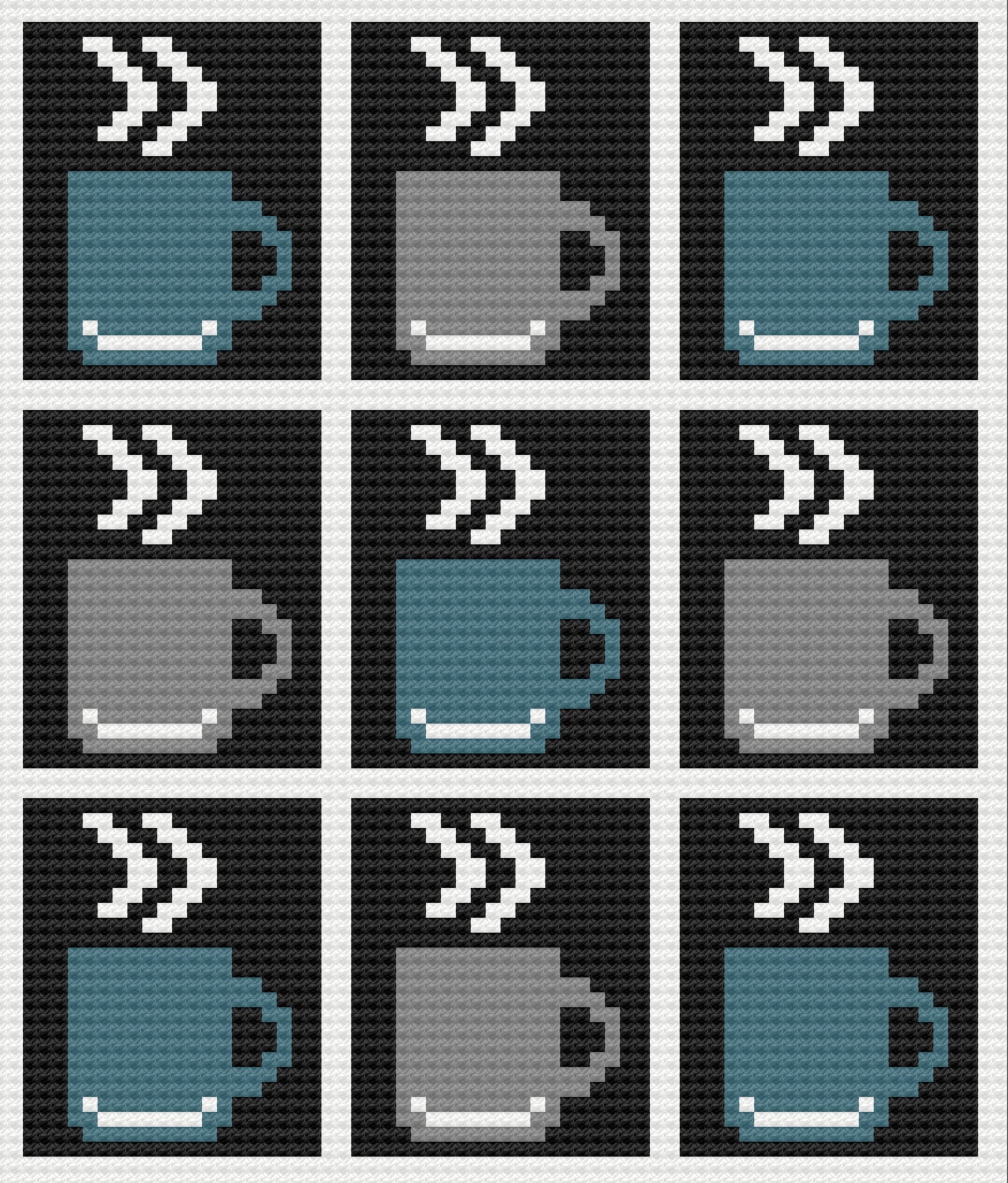 Coffee Cups Afghan, C2C Crochet Pattern