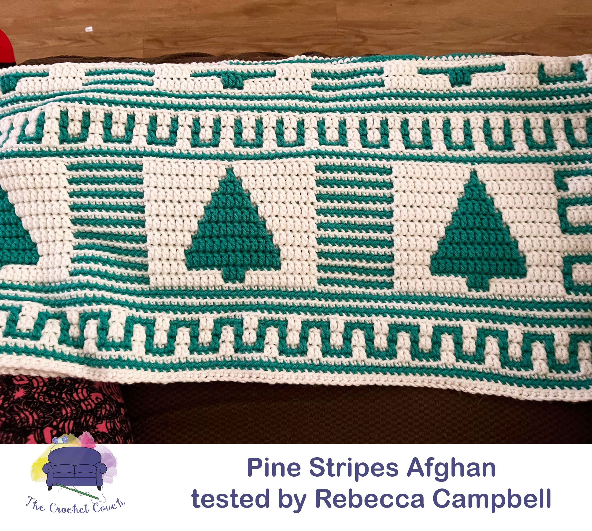 Pine Stripes Afghan, Overlay Mosaic Pattern
