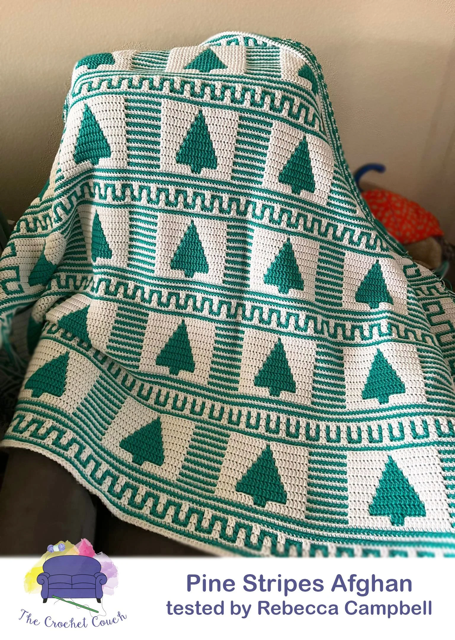 Pine Stripes Afghan, Overlay Mosaic Pattern