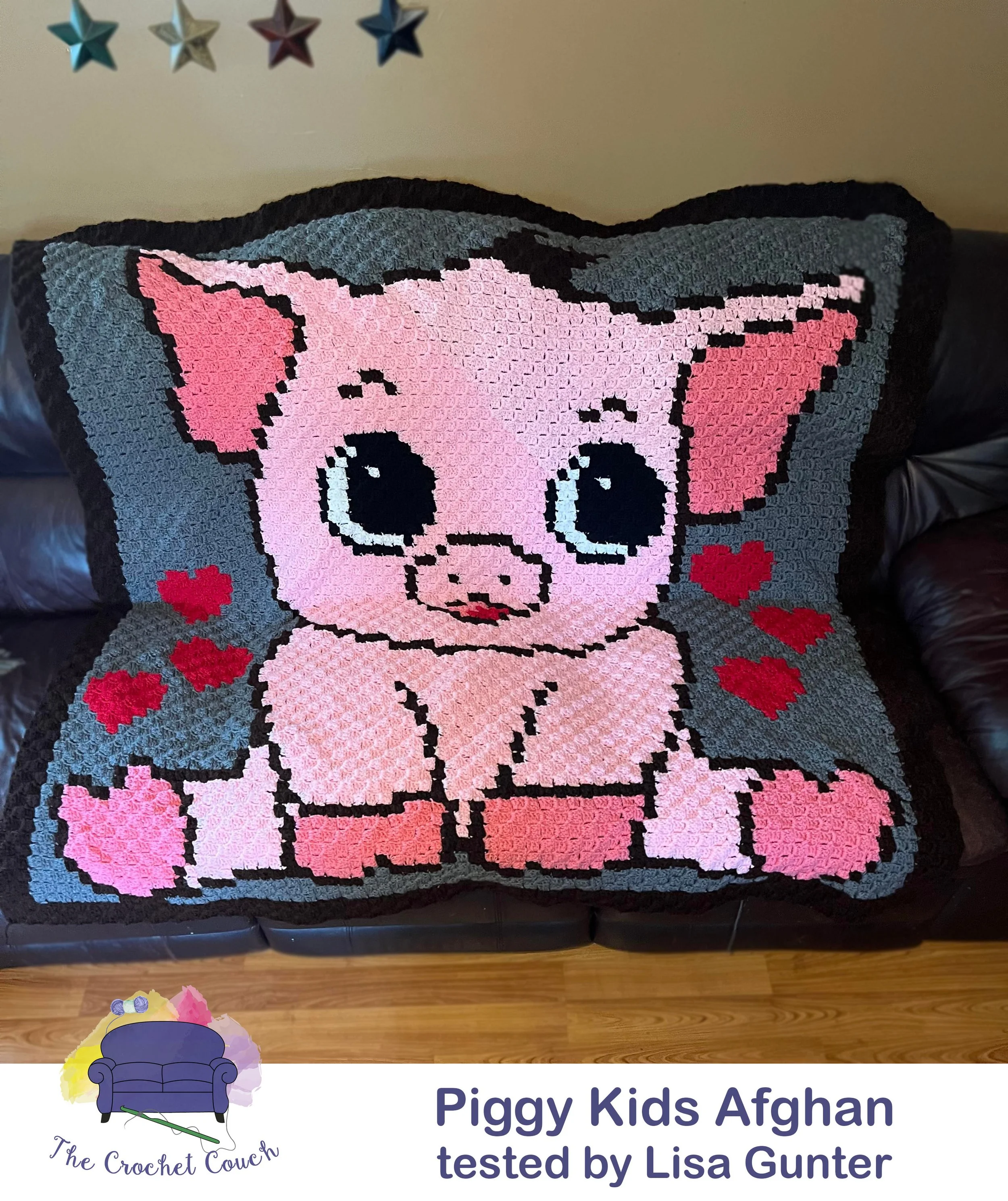 Piggy Love Kids Afghan, C2C Crochet Pattern