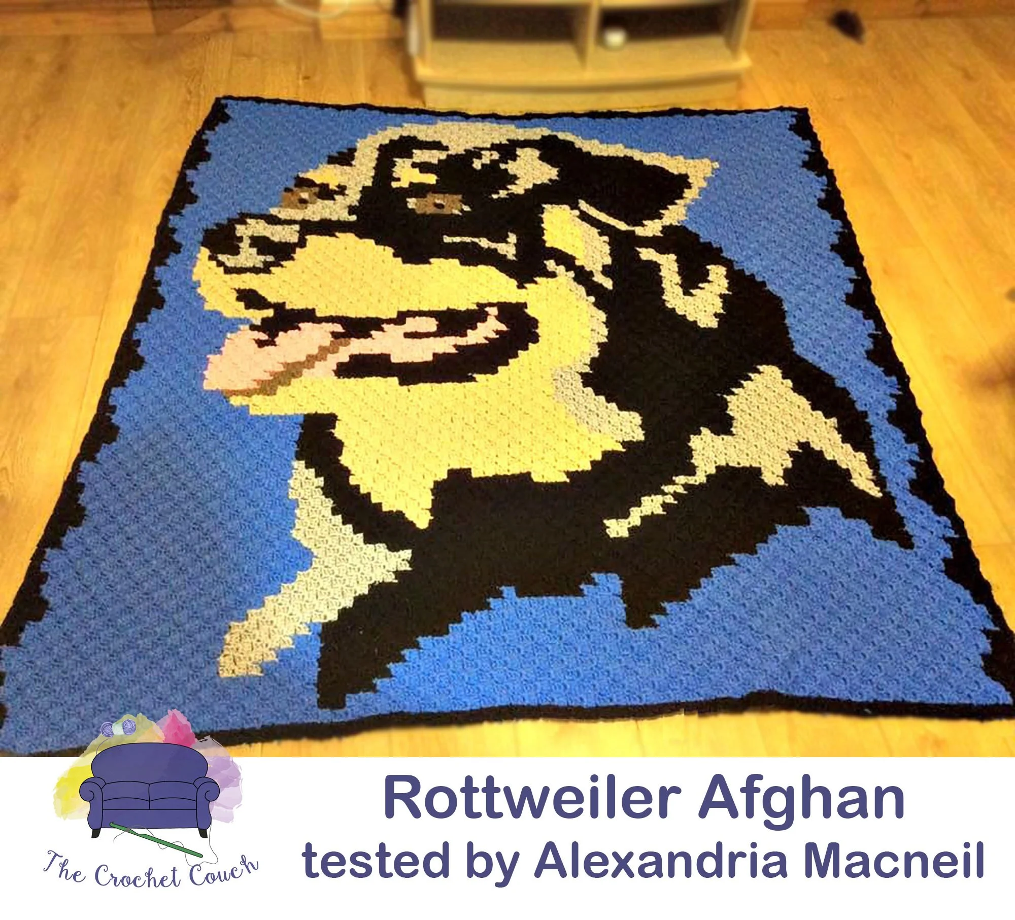 Rottweiler Afghan, C2C Crochet Pattern