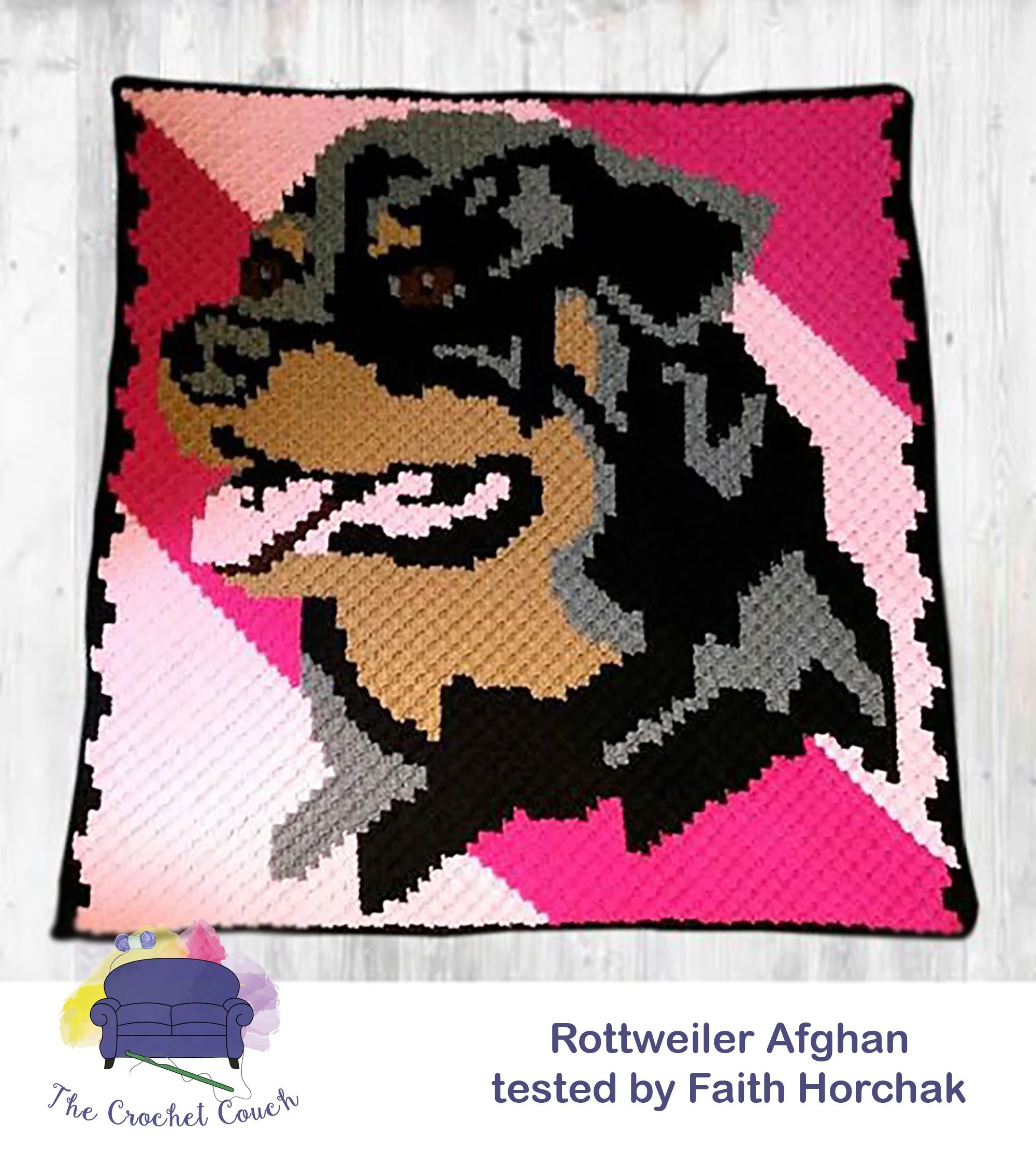 Rottweiler Afghan, C2C Crochet Pattern