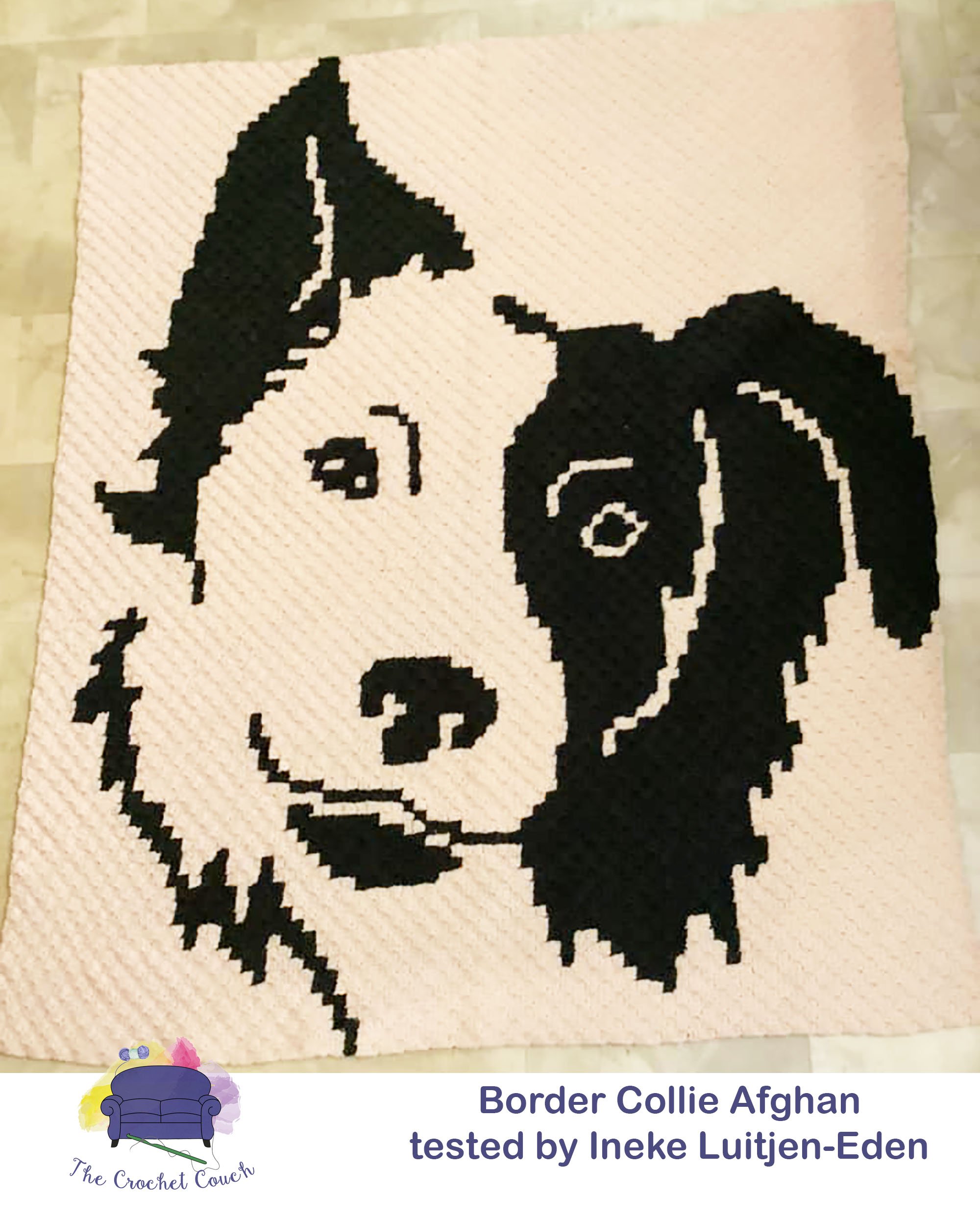Border Collie Afghan, C2C Crochet Pattern