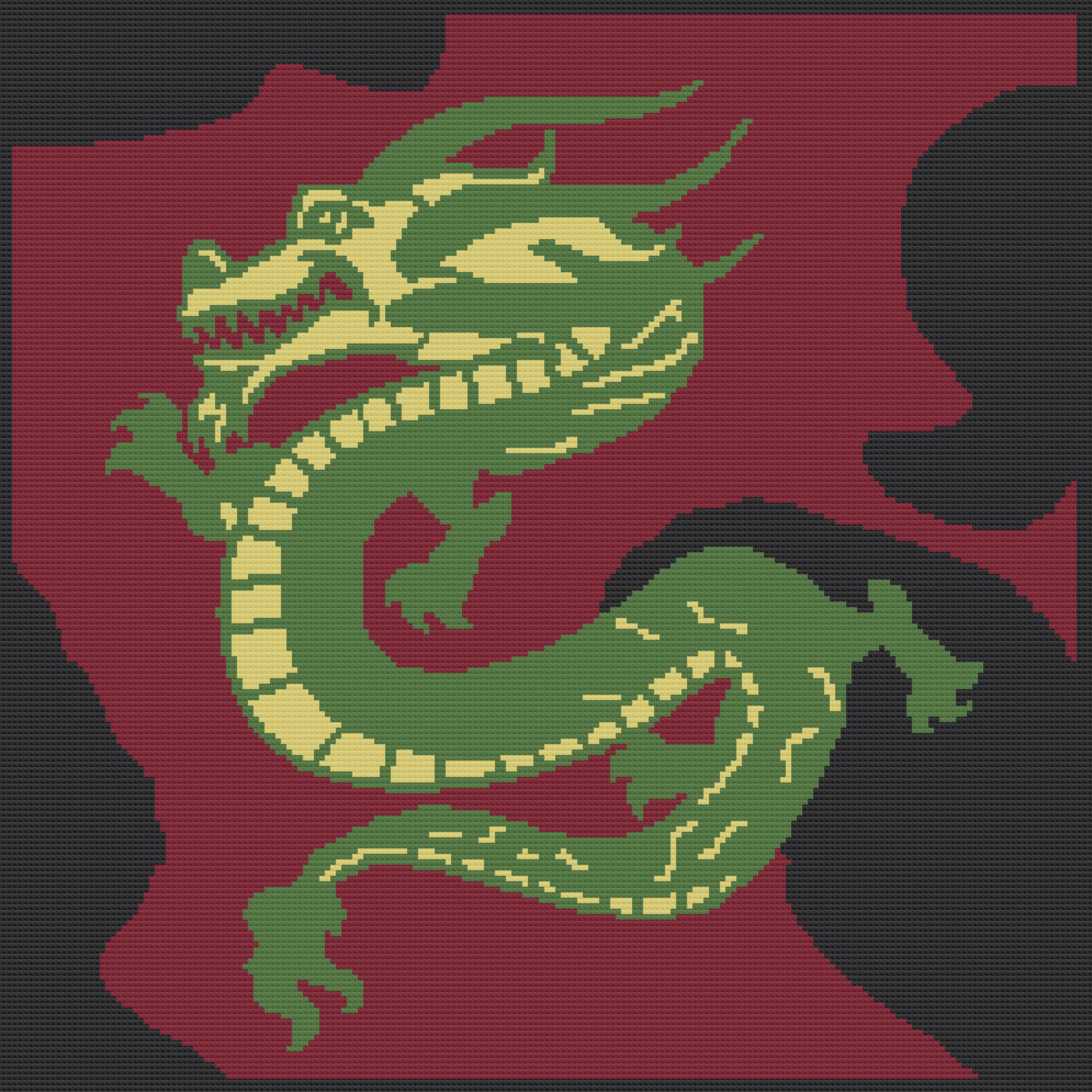 Japanese Dragon Afghan, SC or TSS Crochet Pattern