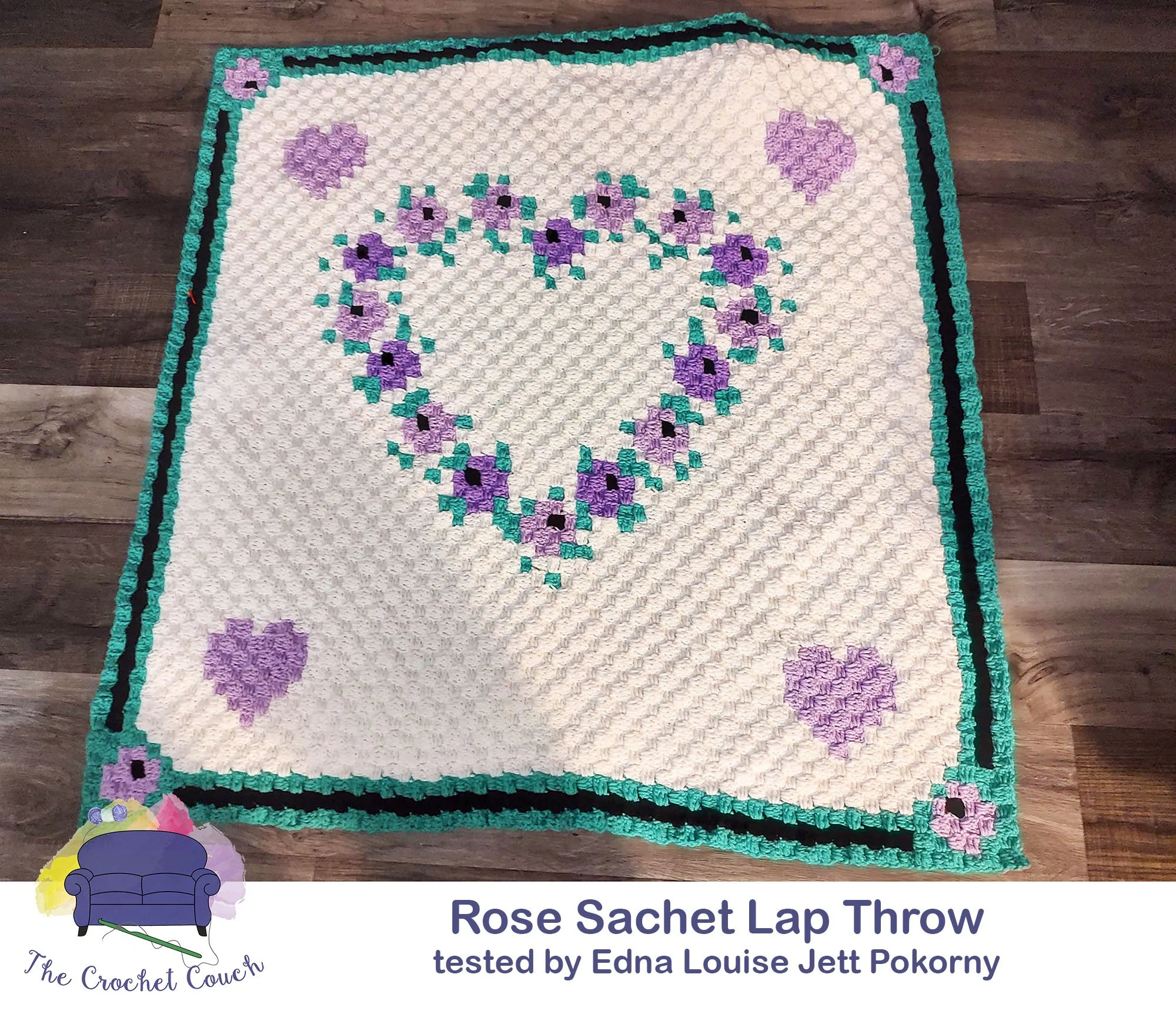 Rose Sachet Lap Throw, C2C Crochet Pattern