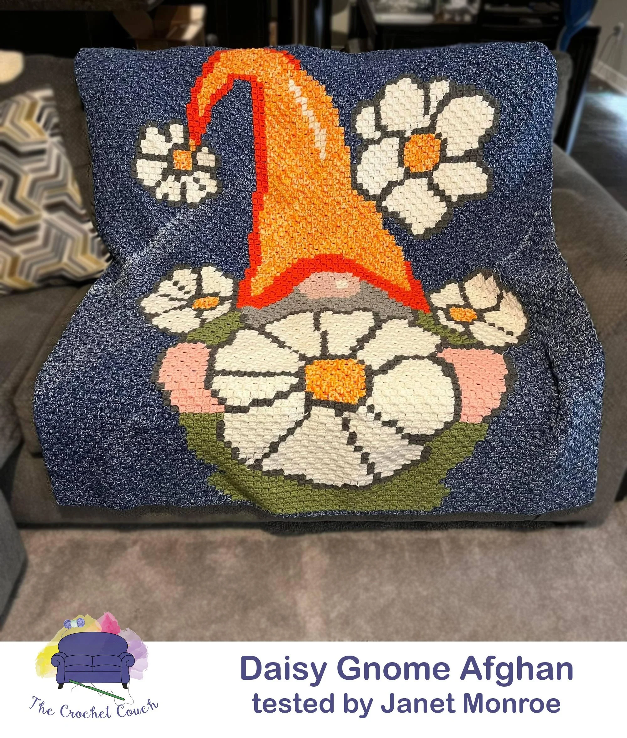 Daisy Gnome Afghan, C2C Crochet Pattern