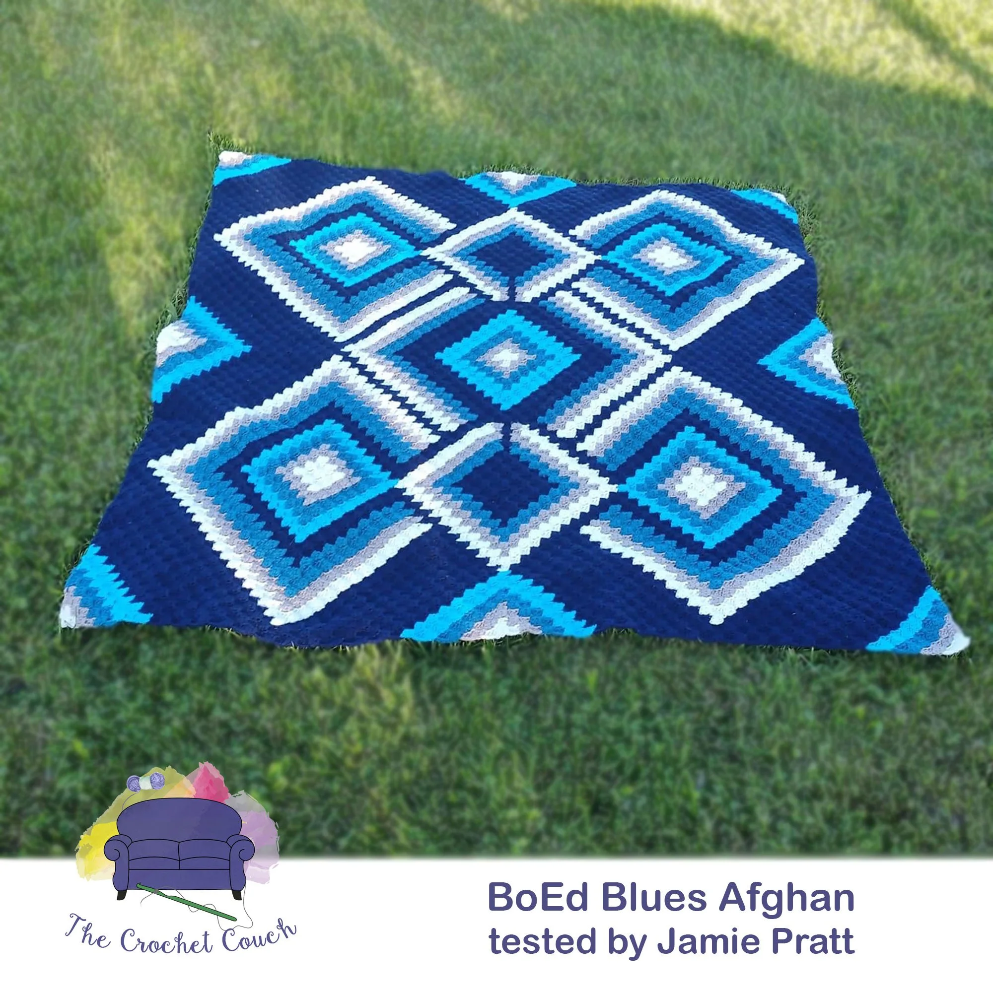 BoEd Blues Afghan, C2C Crochet Pattern