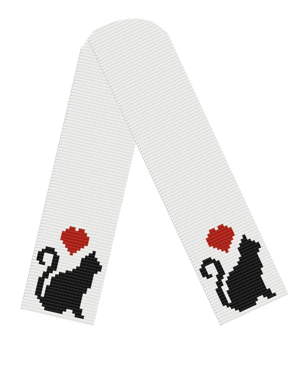 Cat Silhouette Scarf, SC or TSS Crochet Pattern
