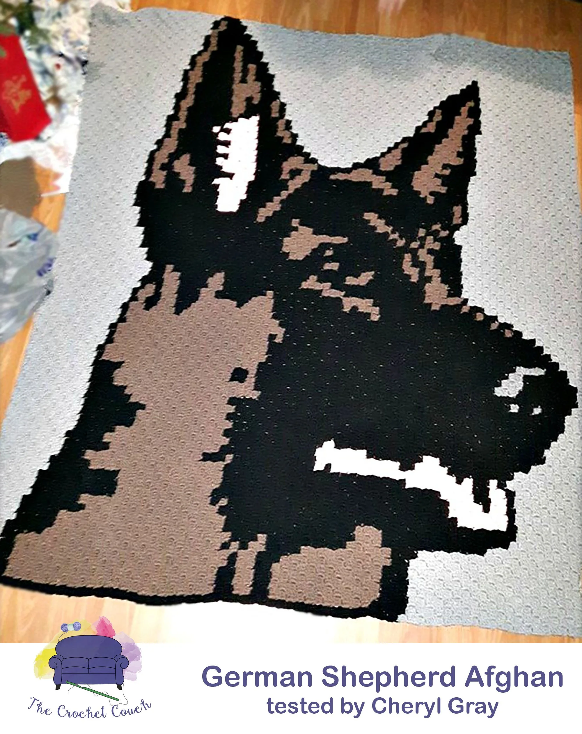 German Shepherd Afghan, C2C Crochet Pattern