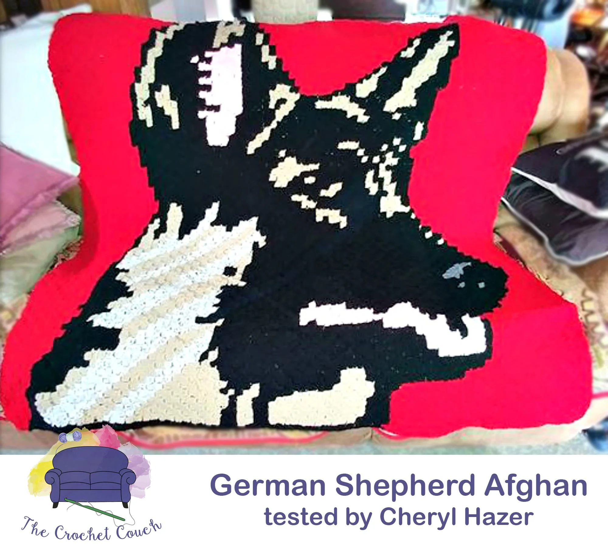 German Shepherd Afghan, C2C Crochet Pattern
