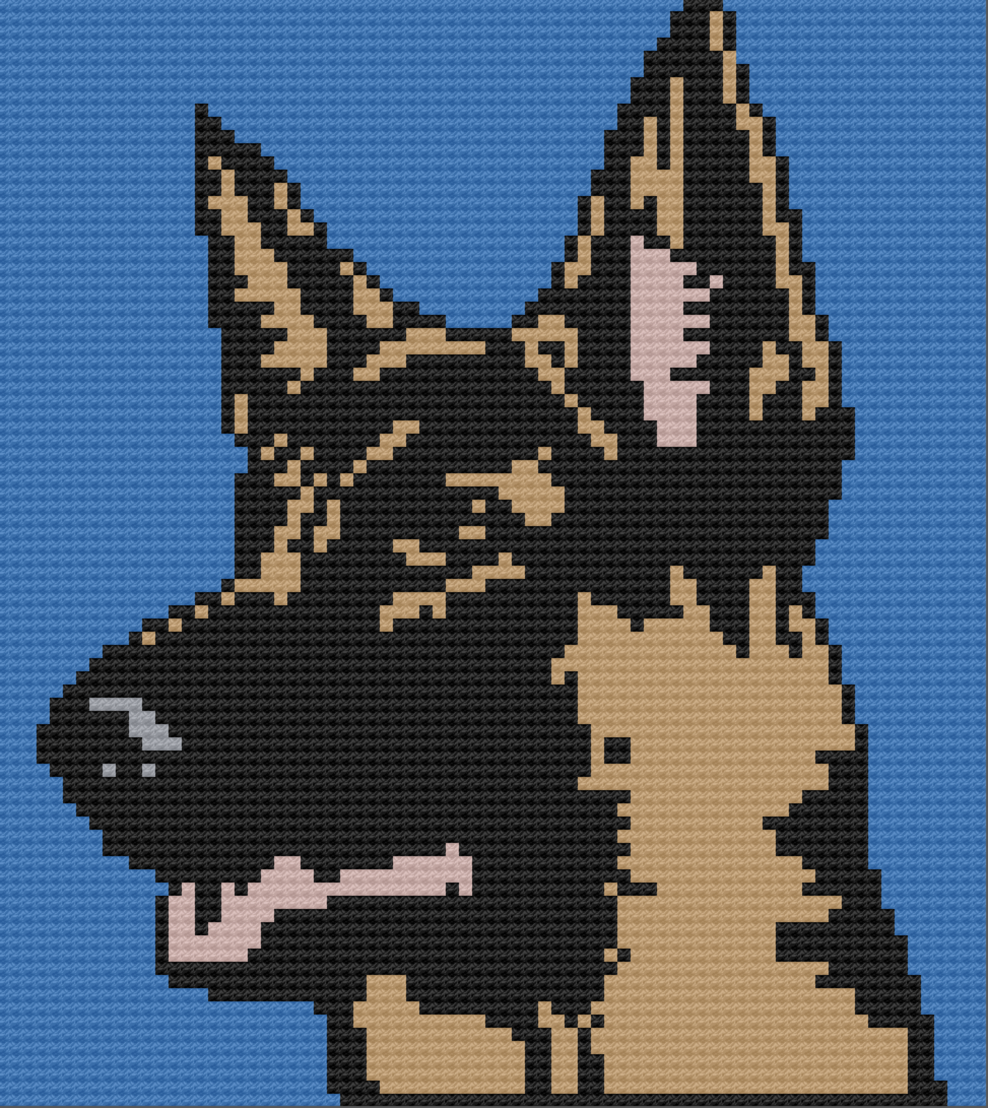 German Shepherd Afghan, C2C Crochet Pattern