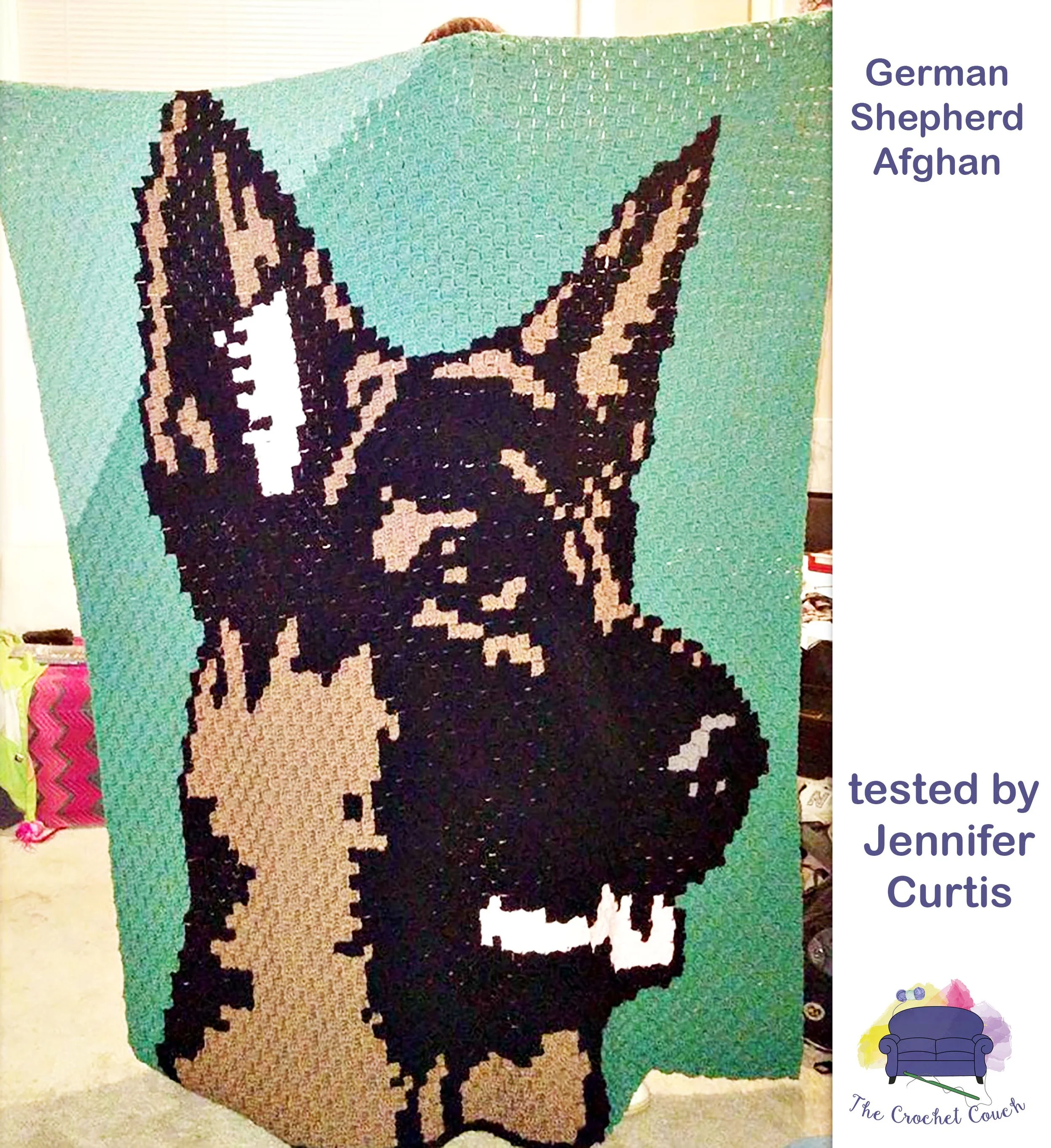 German Shepherd Afghan, C2C Crochet Pattern