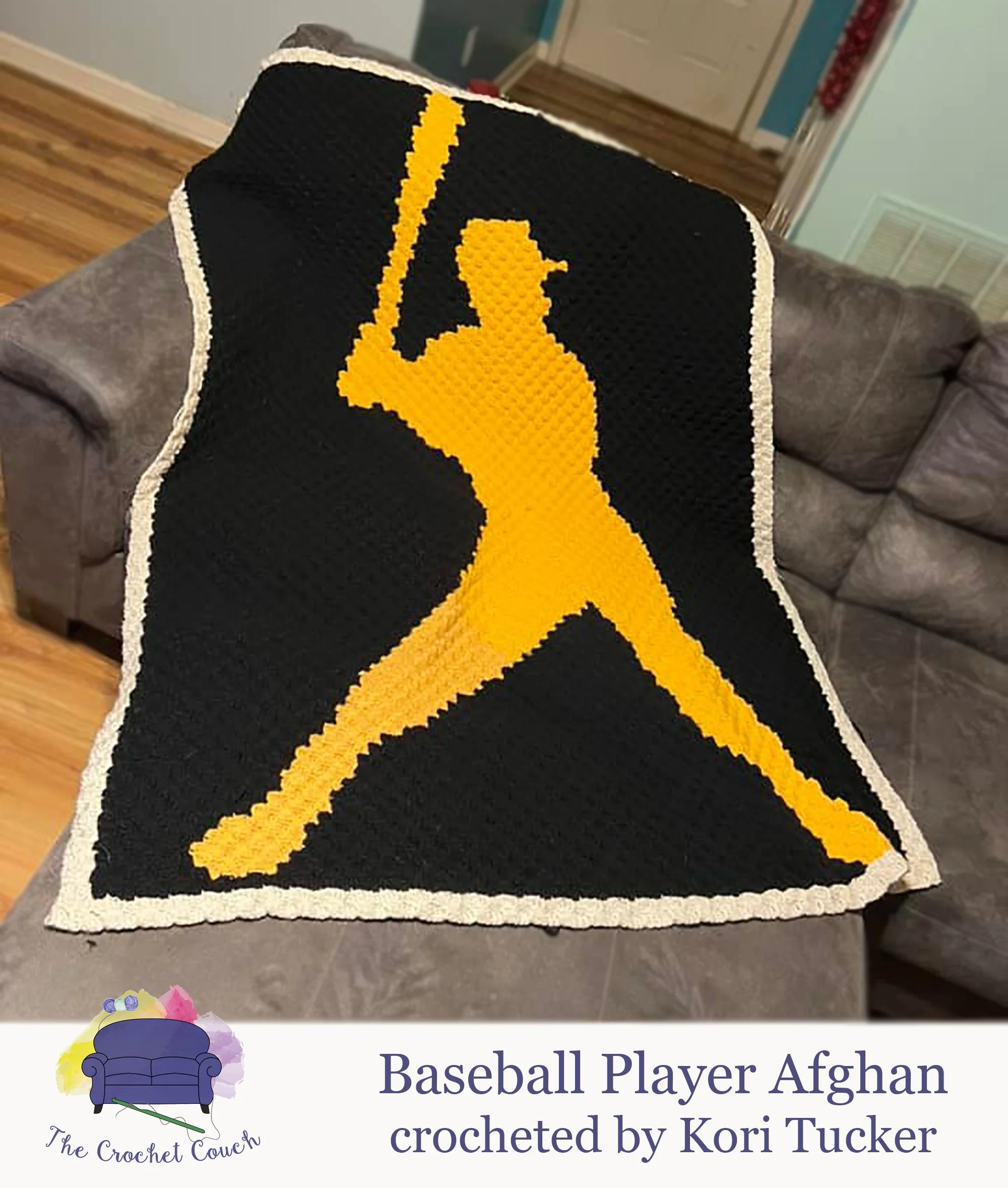 Baseball Player Afghan, C2C Crochet Pattern
