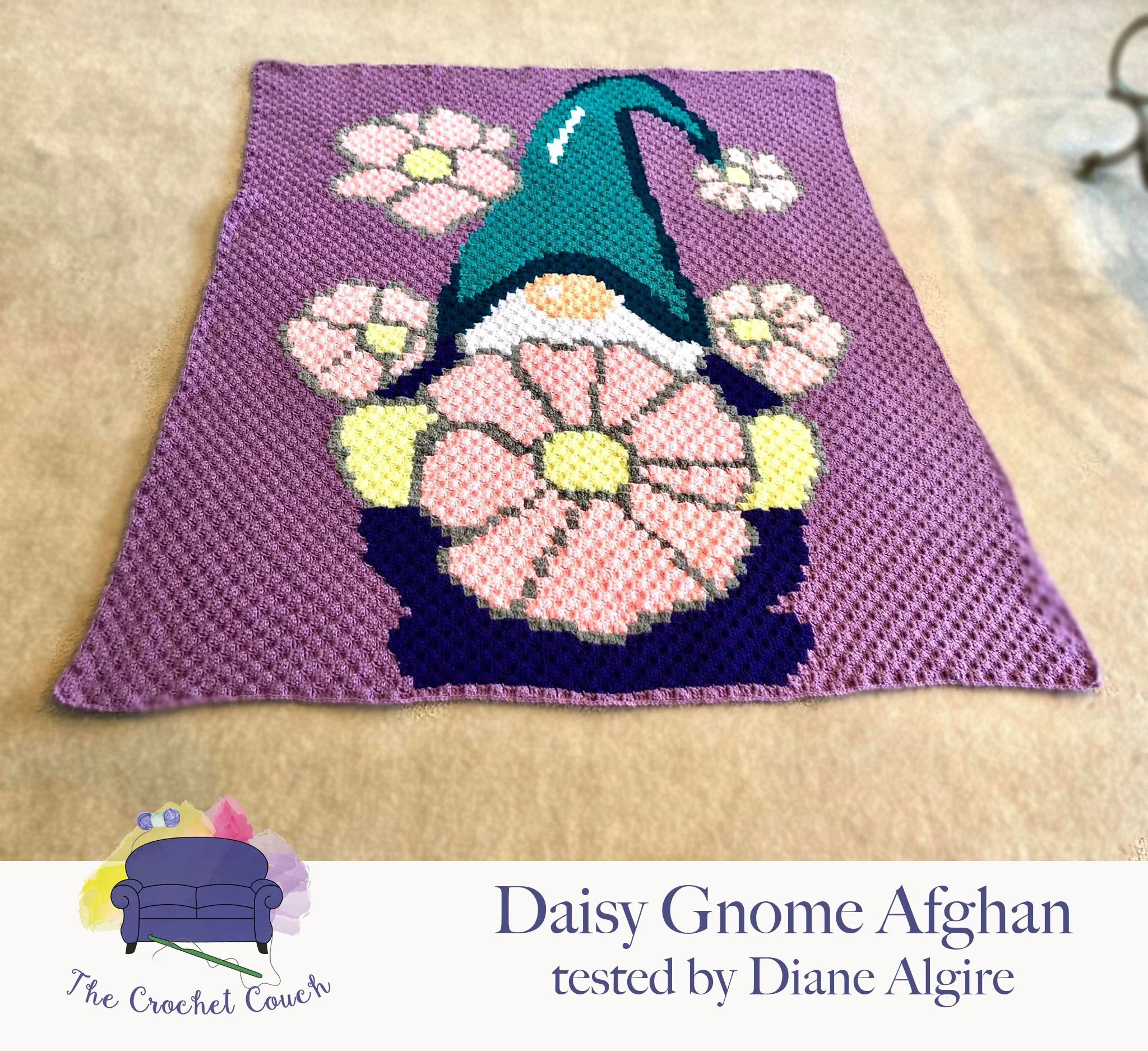 Daisy Gnome Afghan, C2C Crochet Pattern