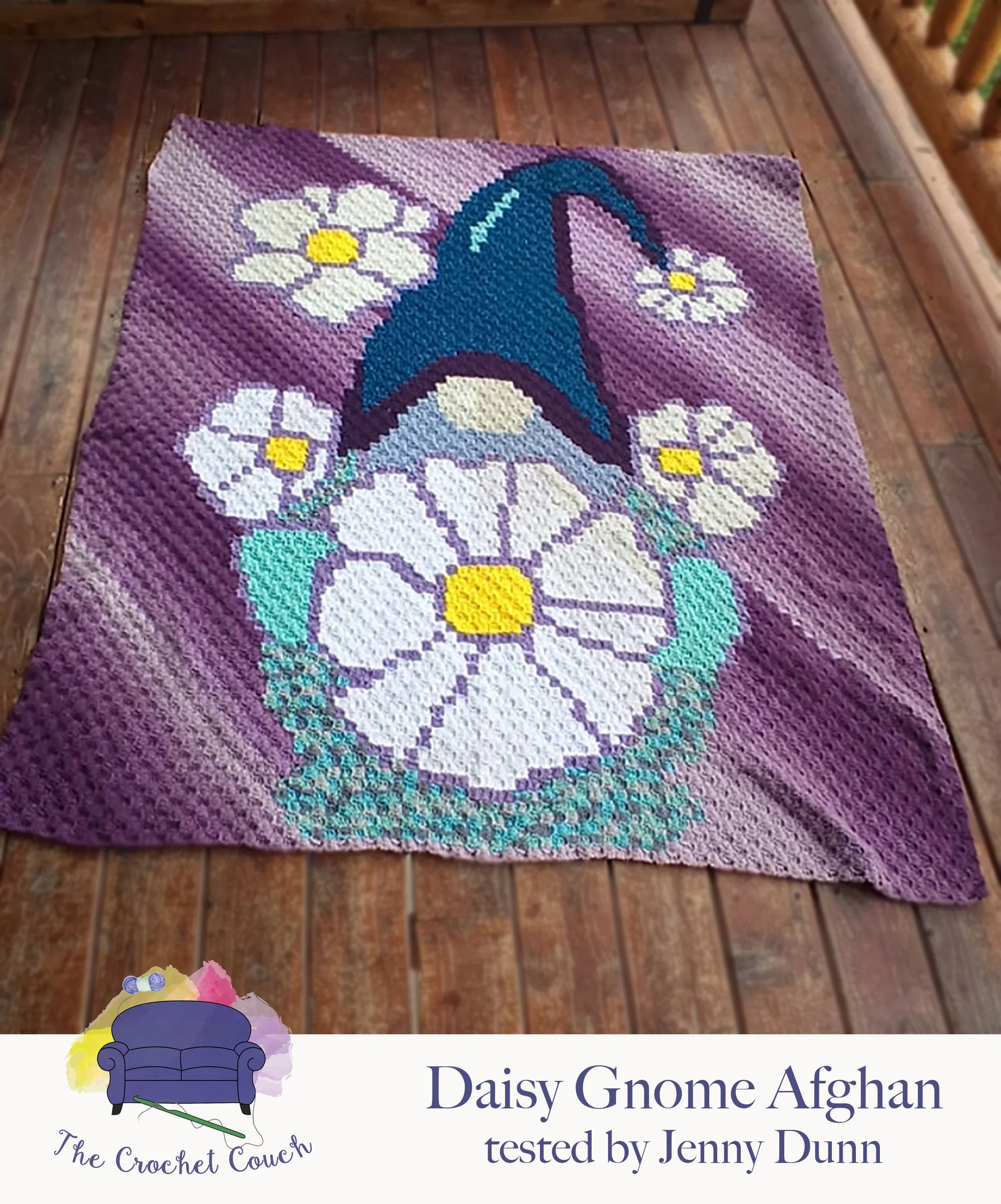 Daisy Gnome Afghan, C2C Crochet Pattern