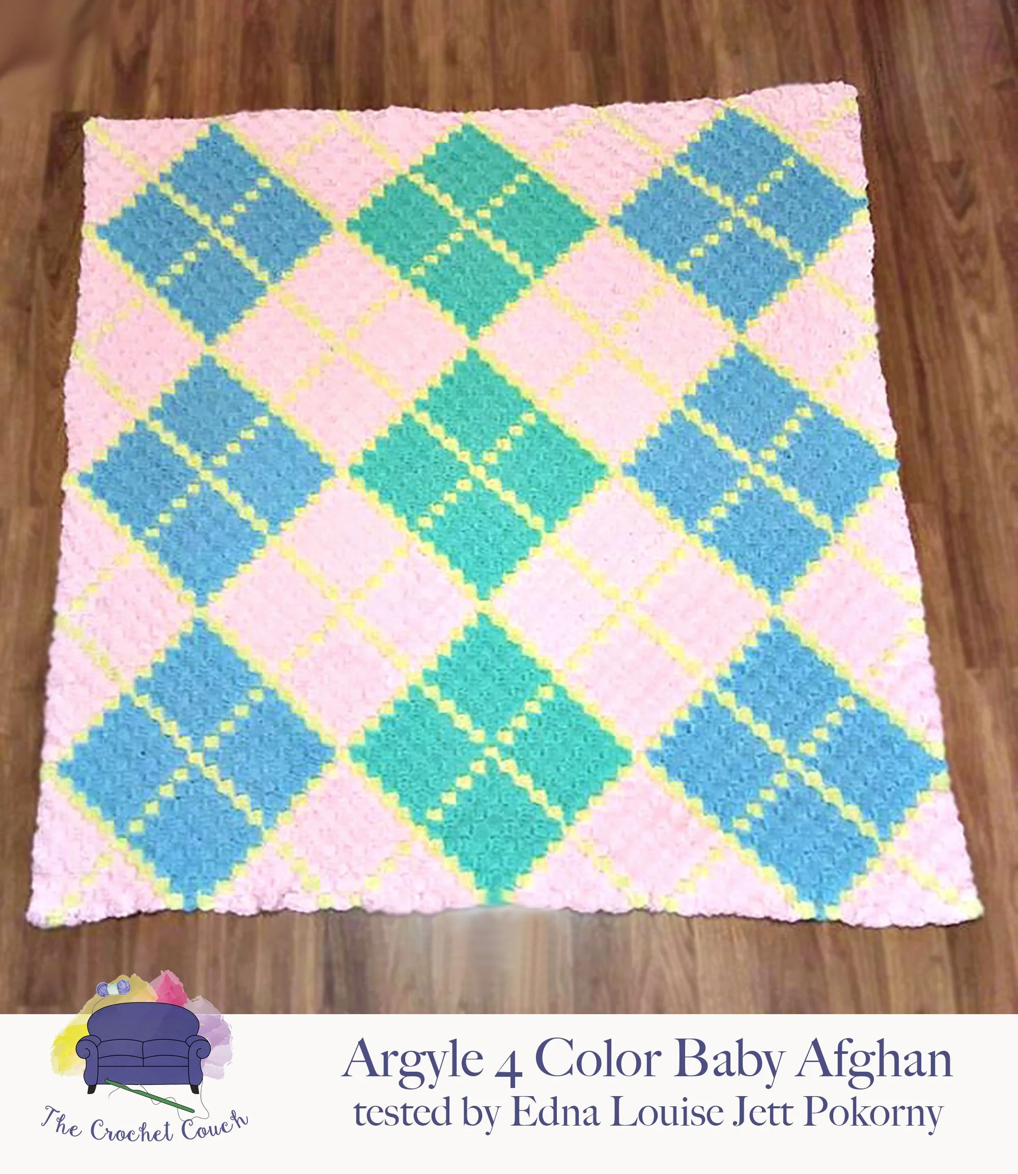 Argyle Baby Afghan, 4 Colors, C2C Crochet Pattern