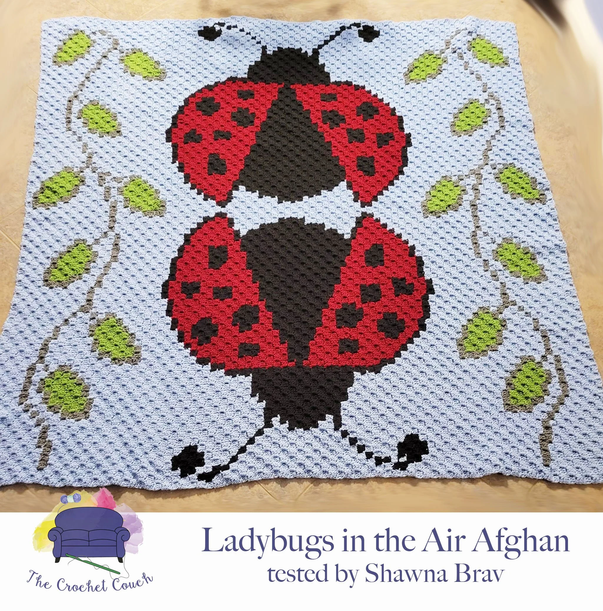 Ladybugs in the Air Afghan, C2C Crochet Pattern