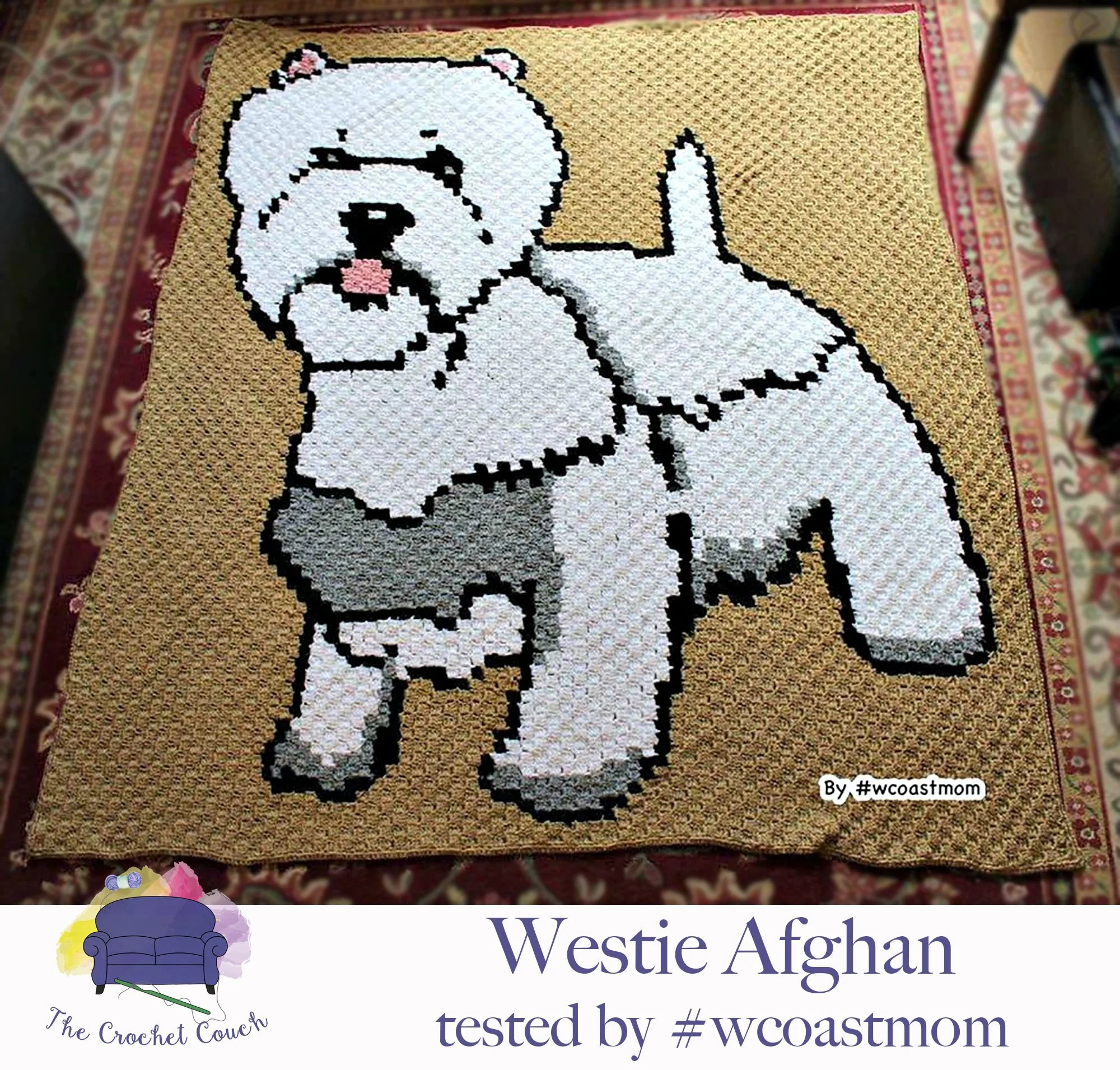Westie Afghan, C2C Crochet Pattern