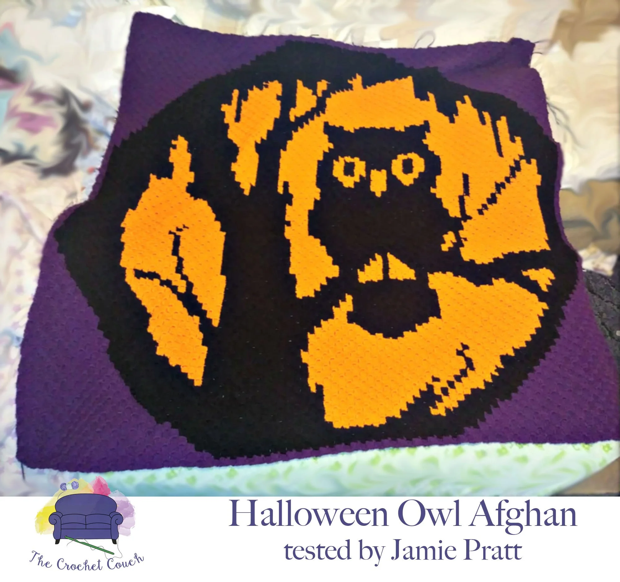 Halloween Owl Afghan, C2C Crochet Pattern