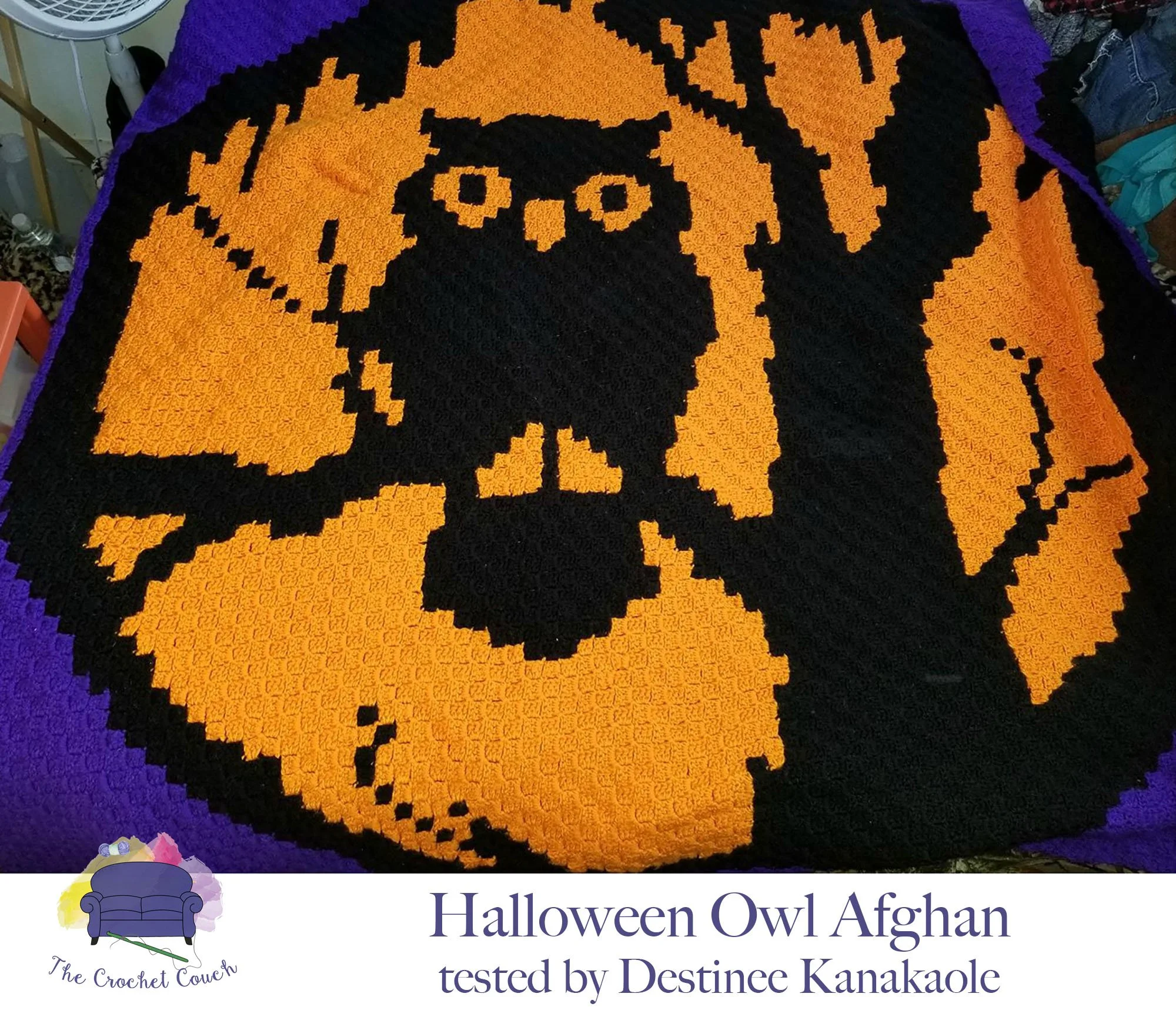 Halloween Owl Afghan, C2C Crochet Pattern