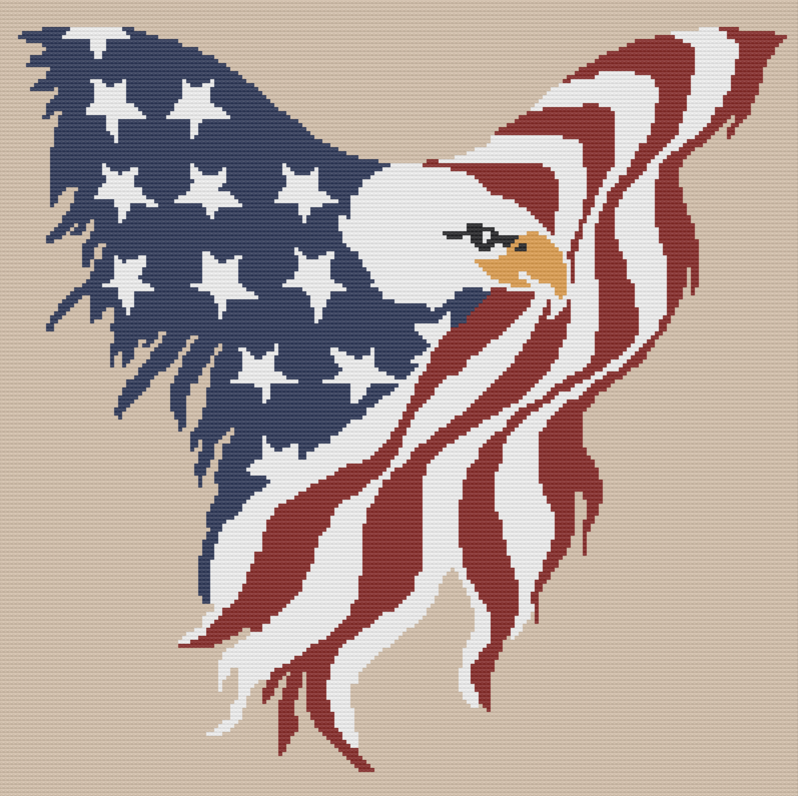 Eagle with Wings of Flag Afghan, SC or TSS Crochet Pattern