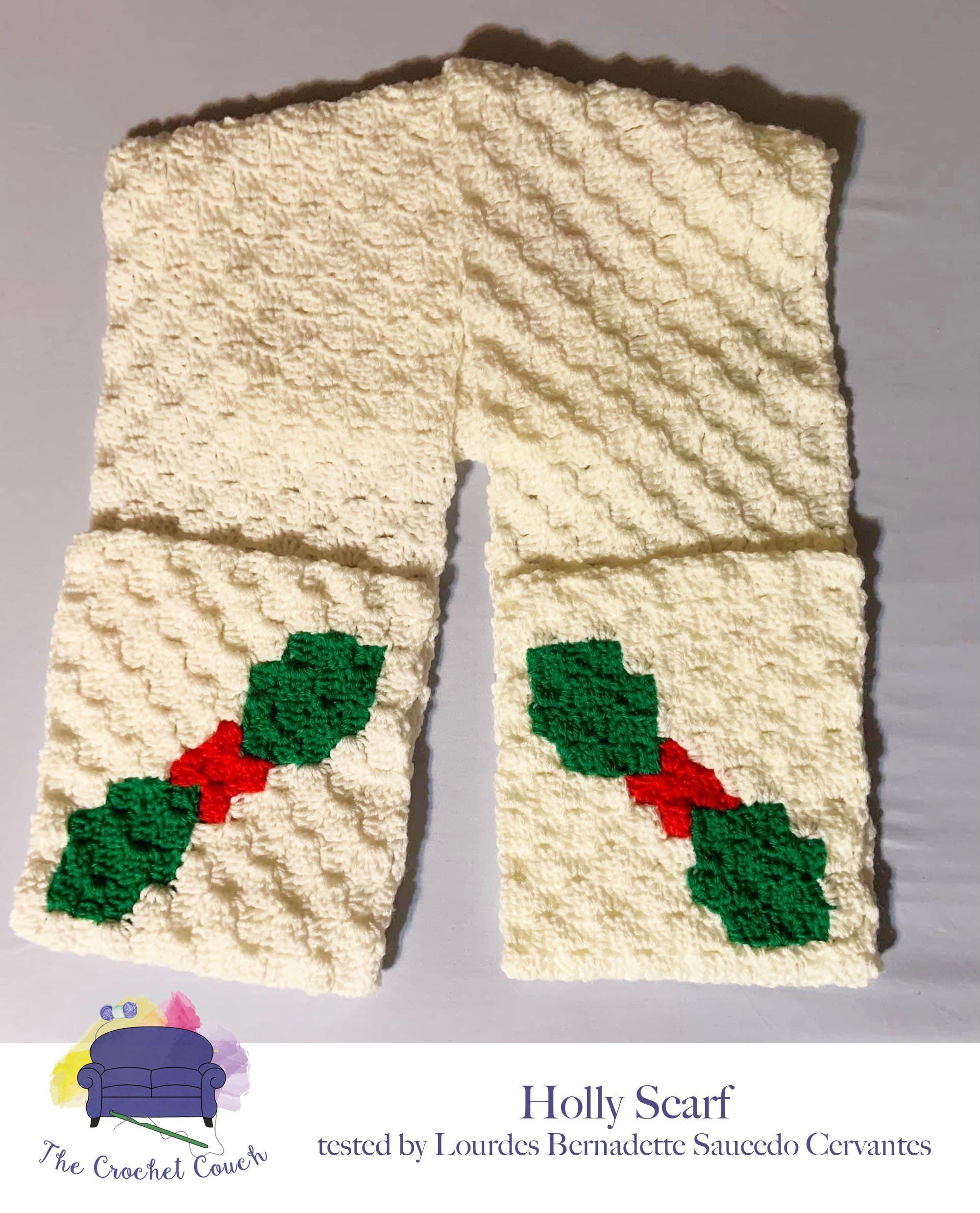 Holly Scarf with Pockets, C2C Crochet Pattern