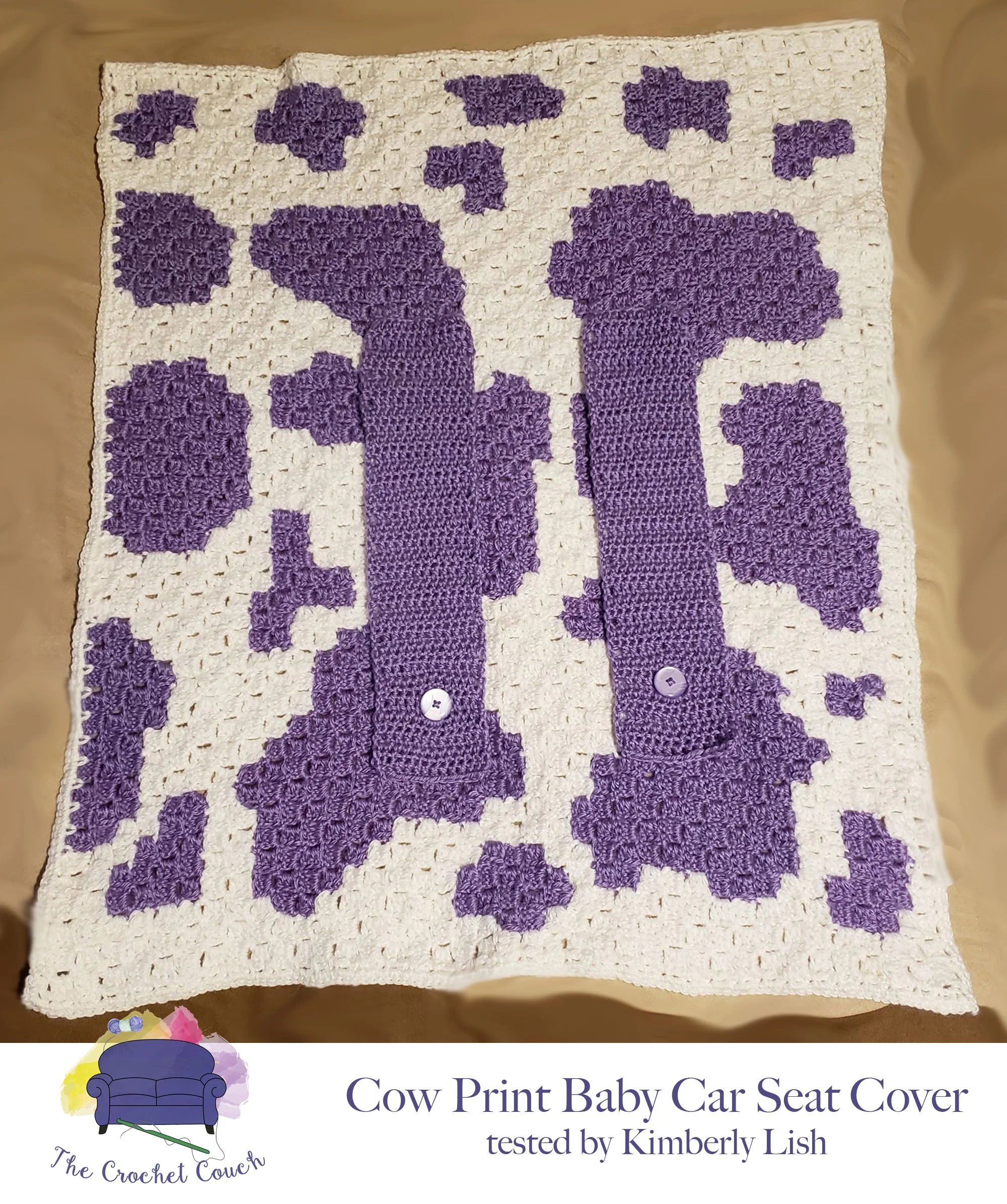 Cow Print Baby Car Seat Cover, C2C Crochet Pattern